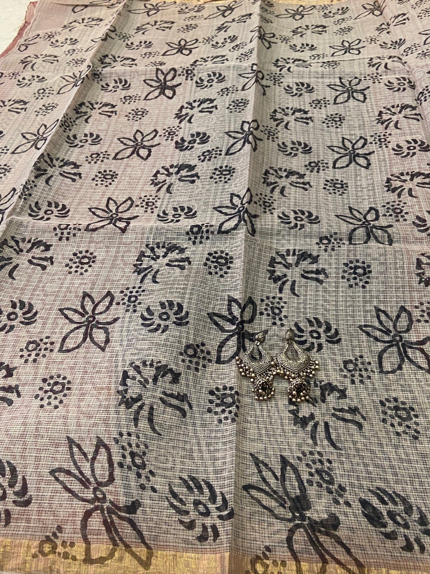 Black cotton kota doria saree