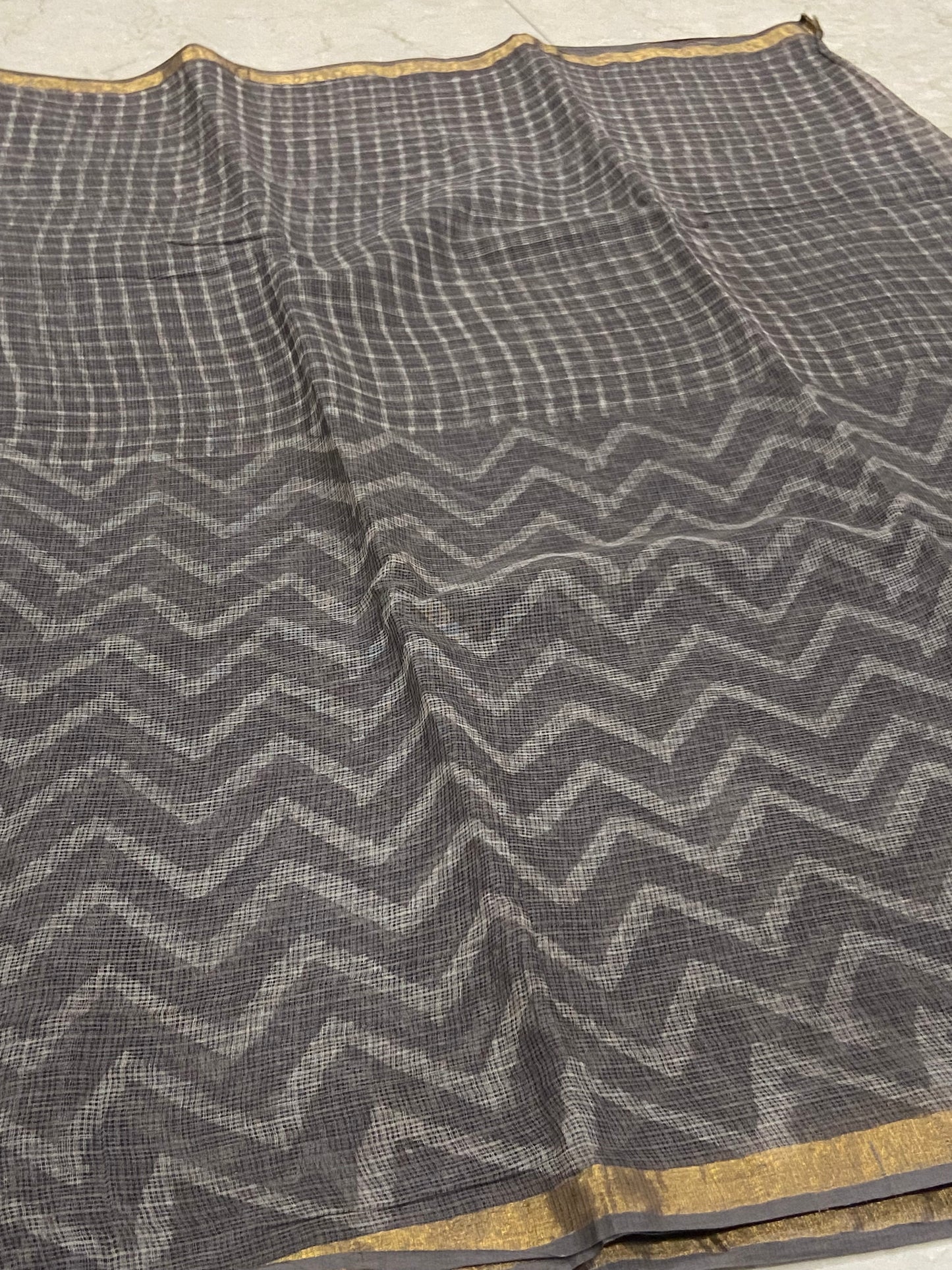 Grey cotton kota doria saree