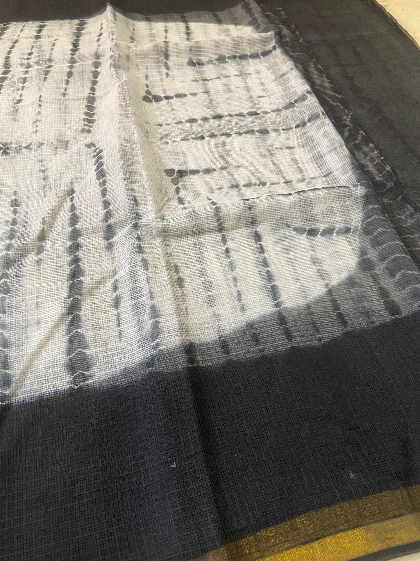 Black and white cotton kota doria saree