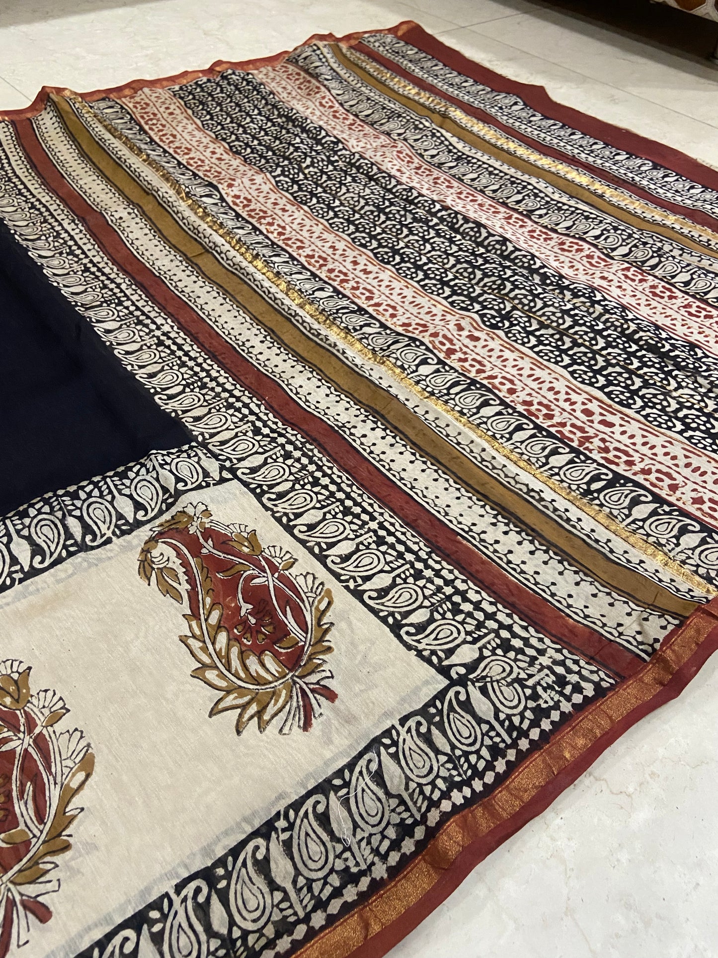 Black and big mango border chanderi cotton silk saree