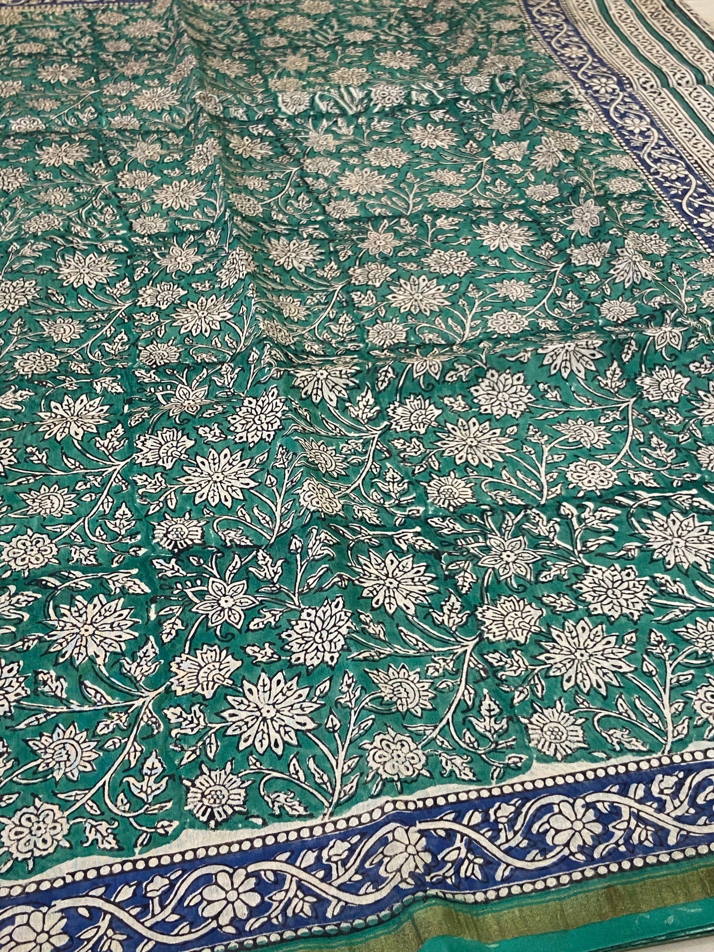 Morpankh green chanderi cotton silk saree