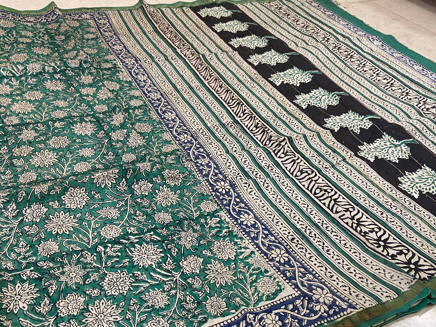 Morpankh green chanderi cotton silk saree