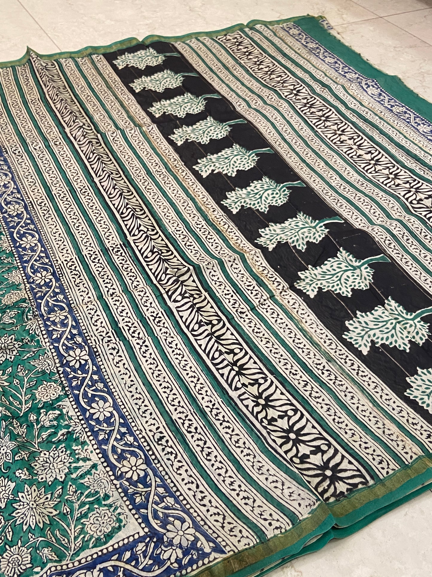 Morpankh green chanderi cotton silk saree