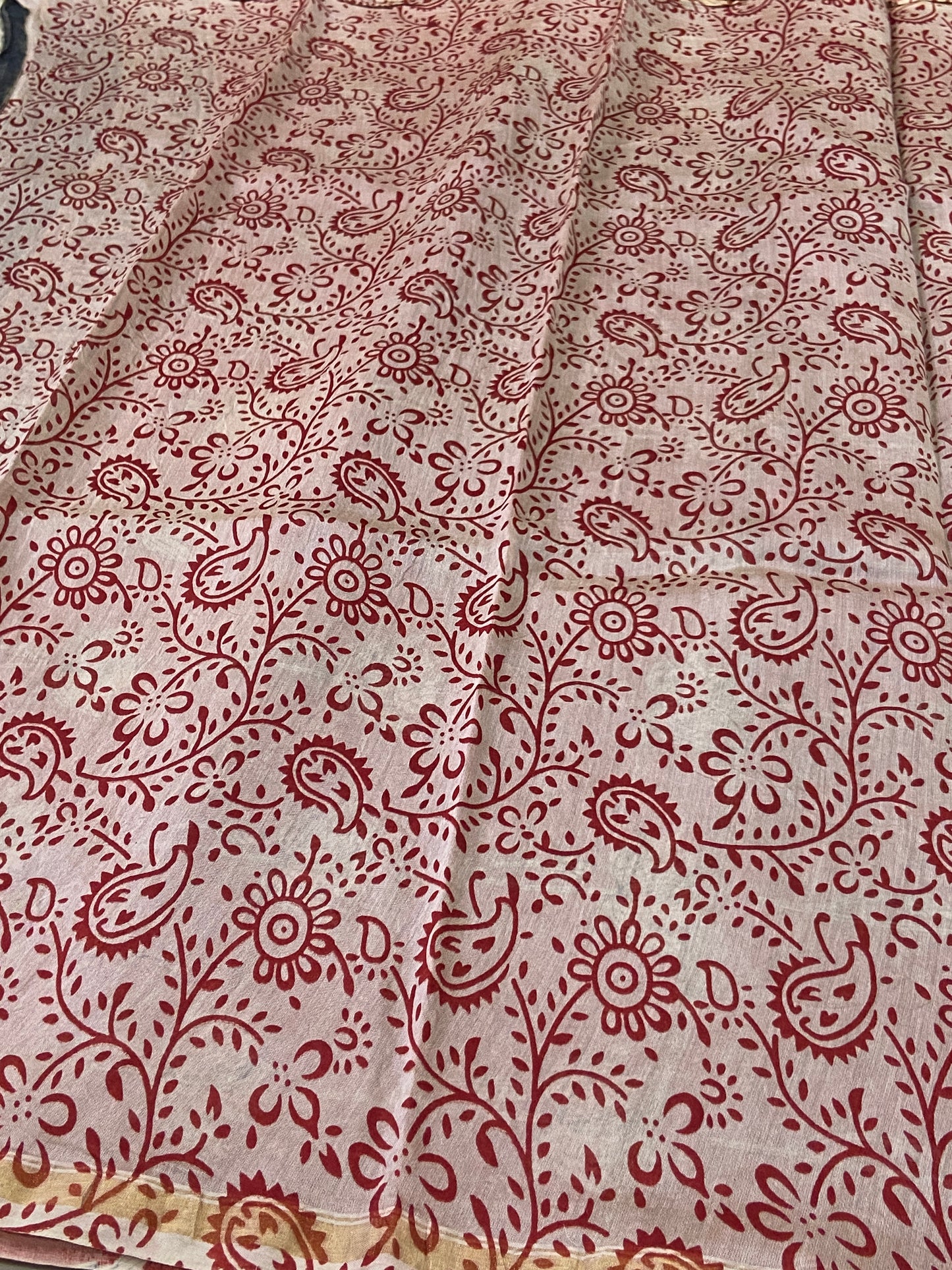 Black and red flowers border chanderi cotton silk saree