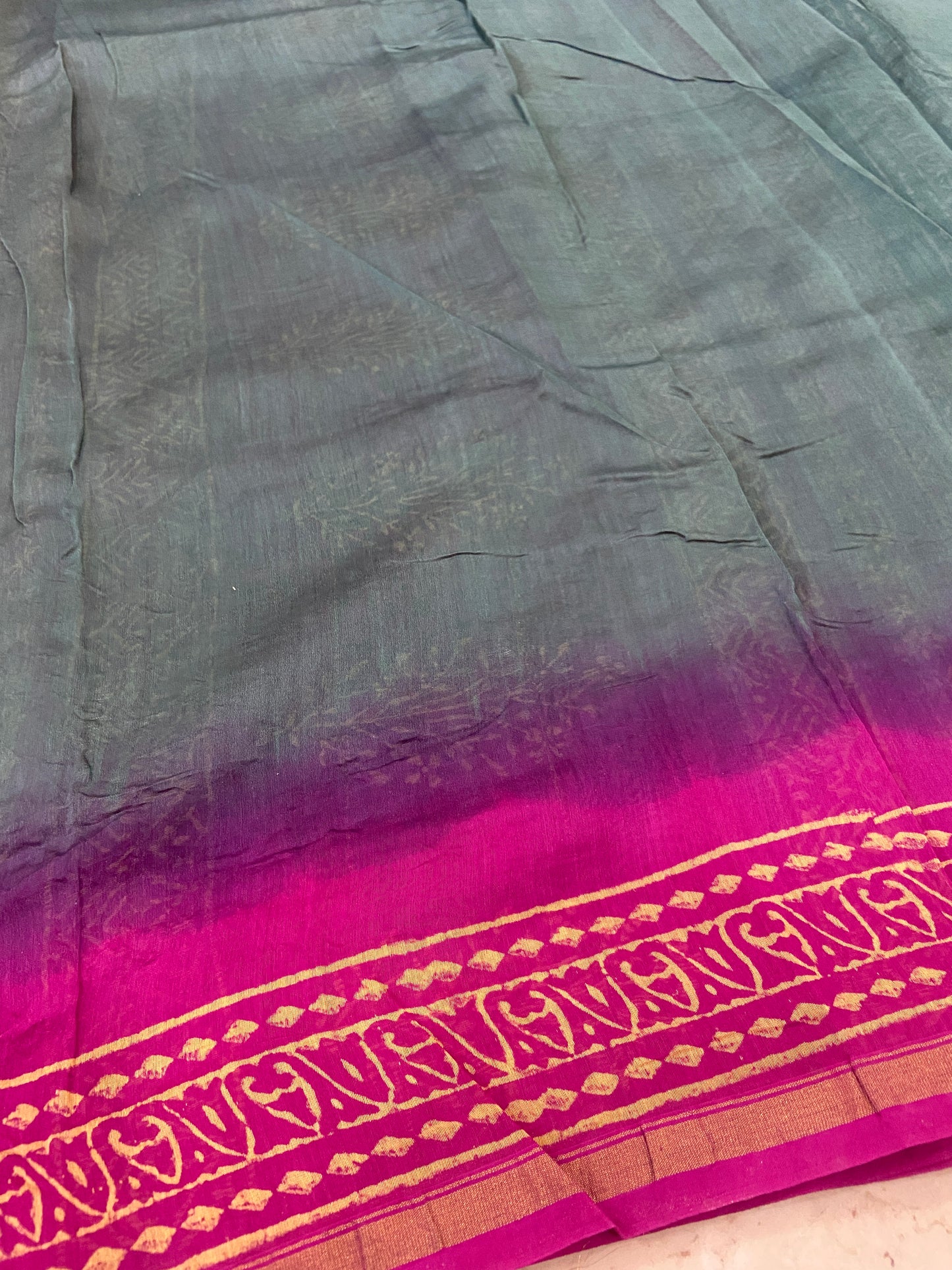 Morpankh green and pink chanderi cotton silk saree