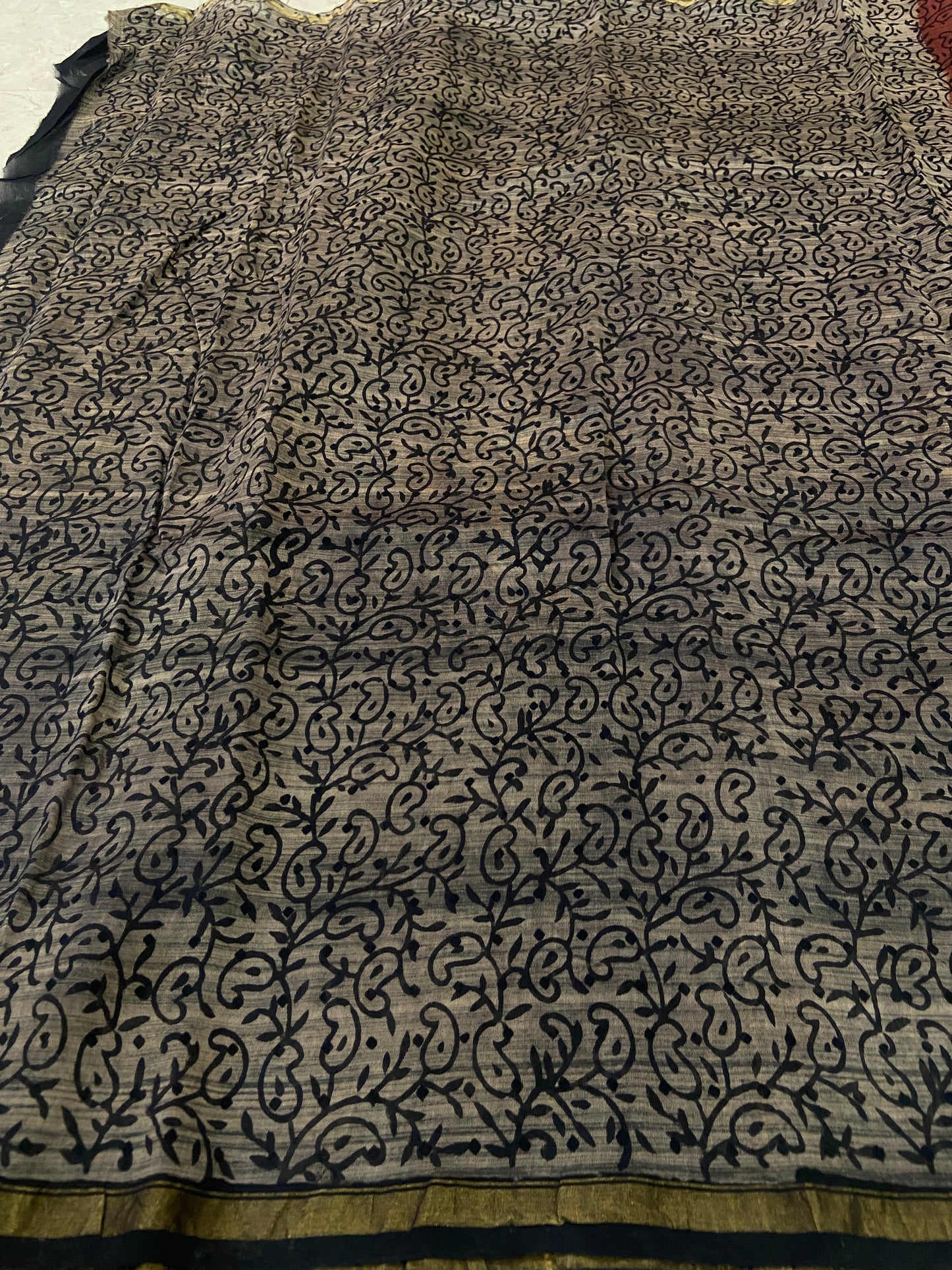 Dark red chanderi cotton silk saree