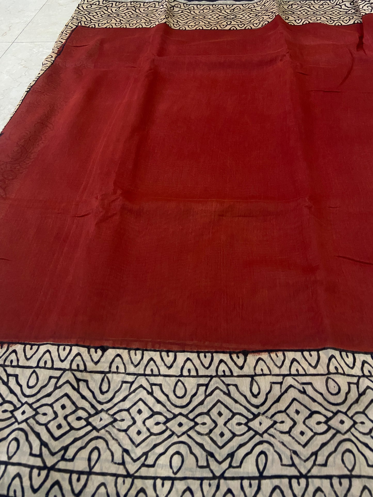 Red chanderi cotton silk saree