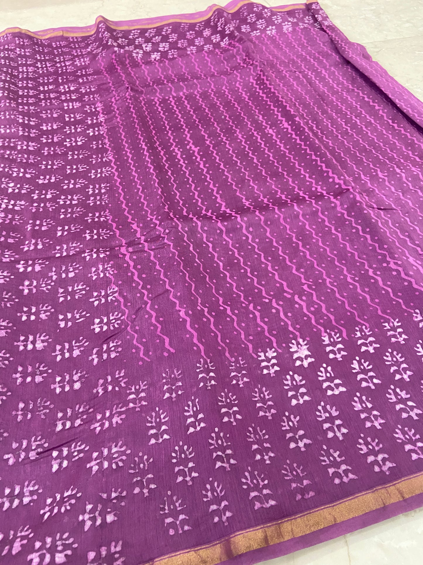 Mauve pink chanderi cotton silk saree