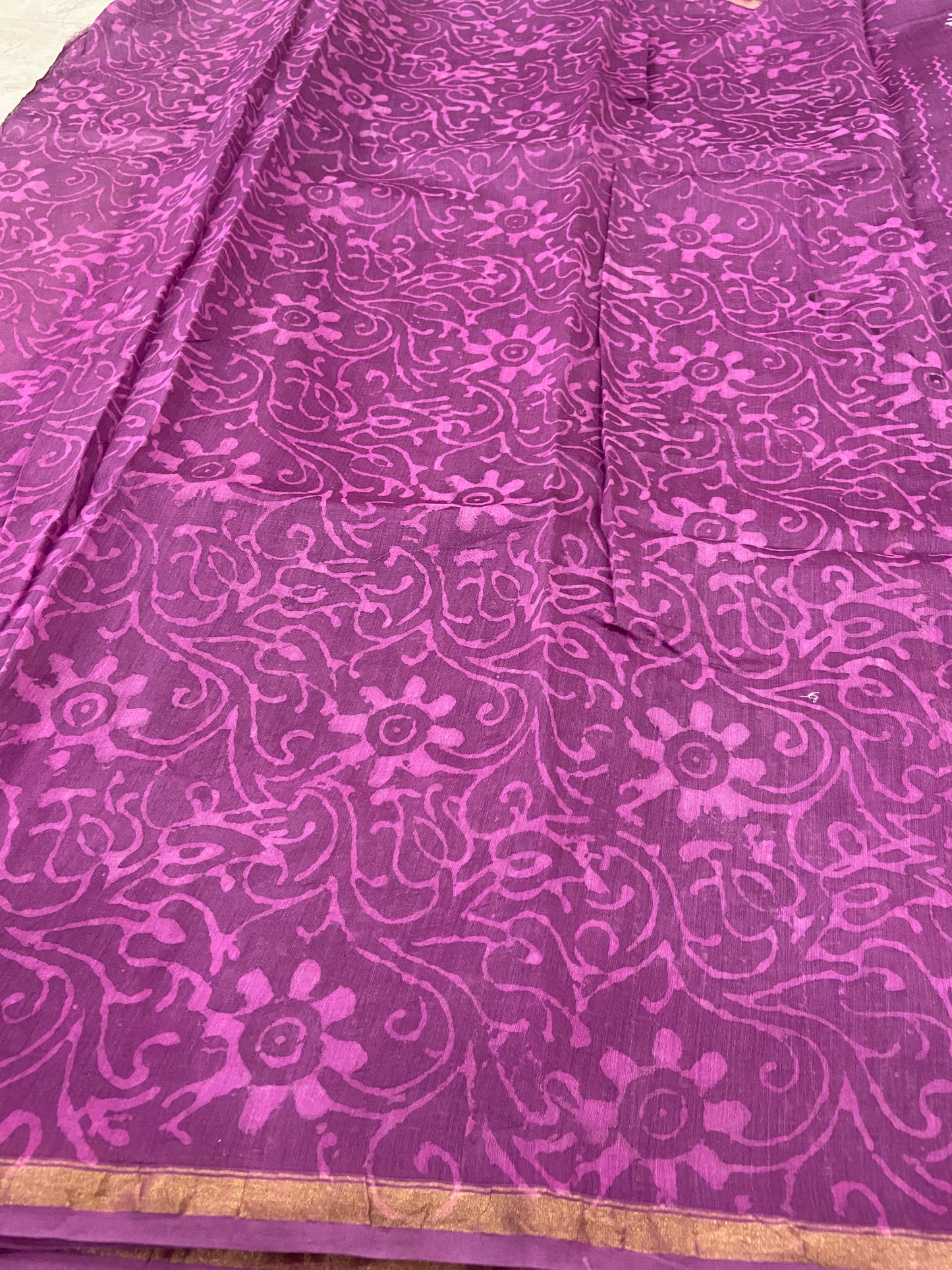 Mauve pink chanderi cotton silk saree