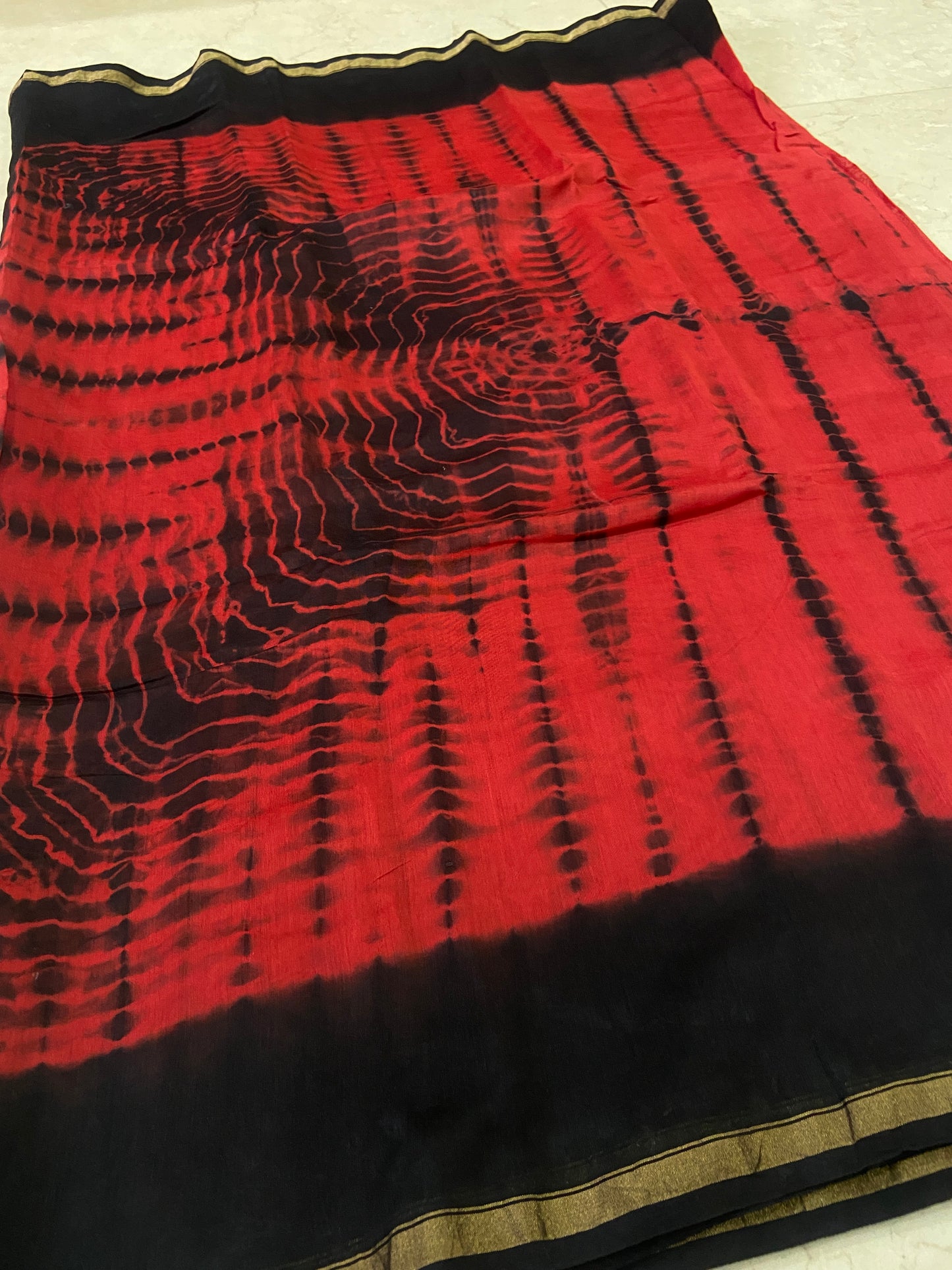 Red chanderi cotton silk saree