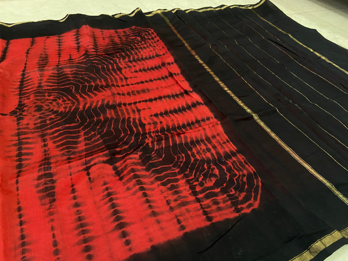 Red chanderi cotton silk saree