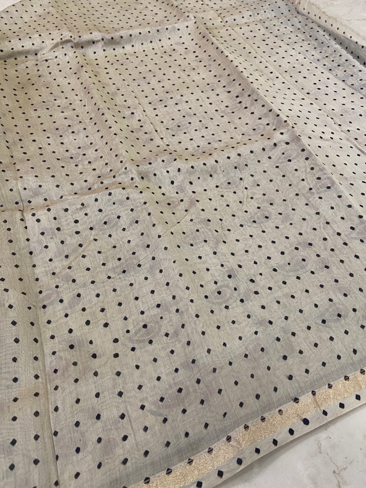 Black small checkered chanderi cotton silk saree