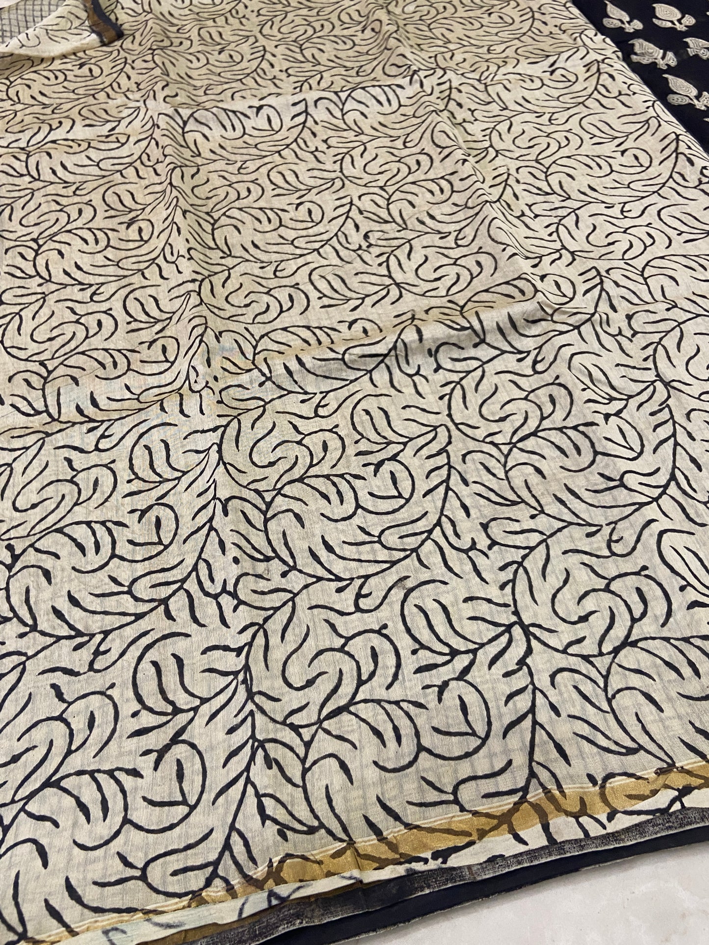 Black mango buttis chanderi cotton silk saree