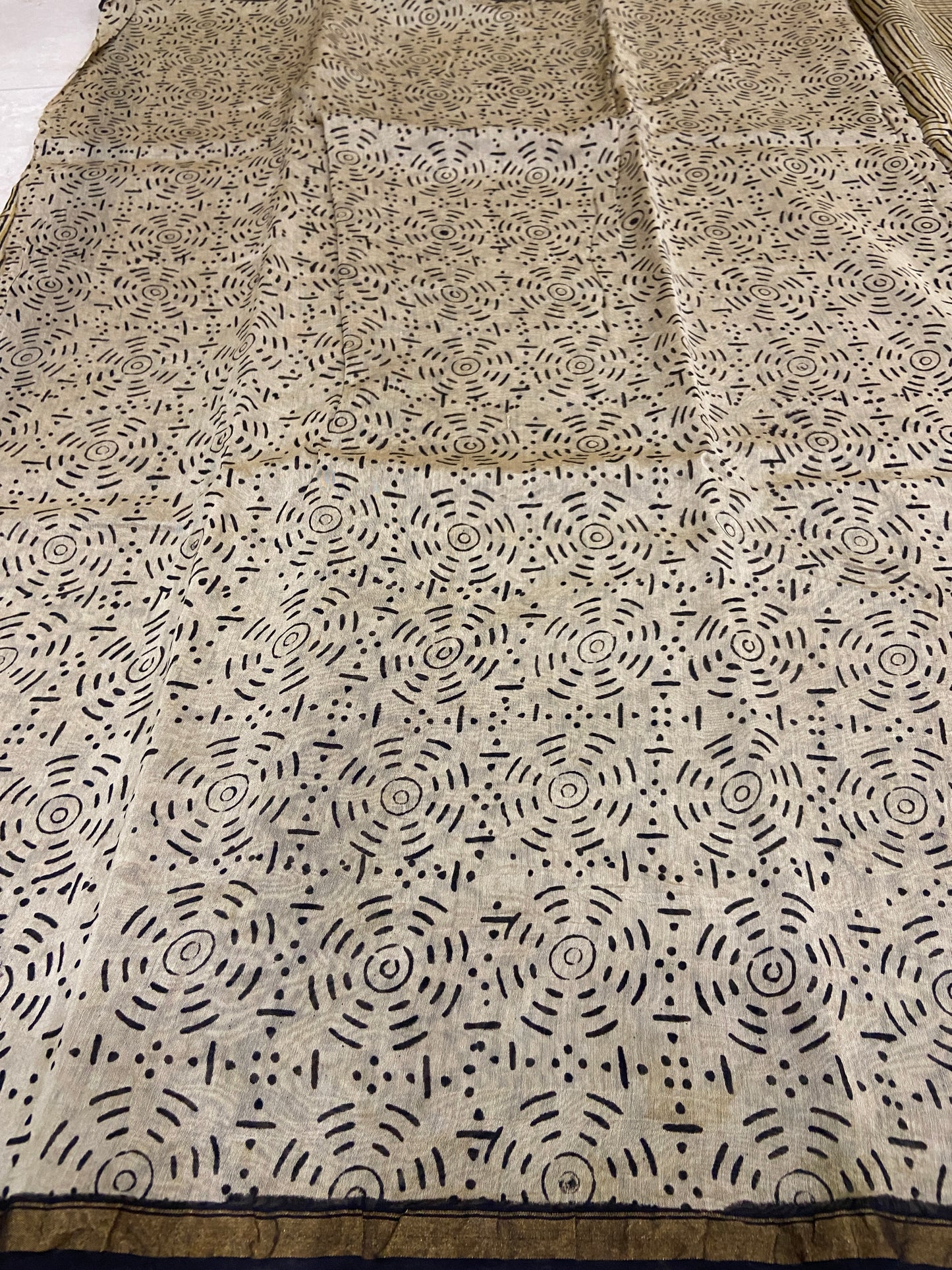 Yellow squares printed chanderi cotton silk saree