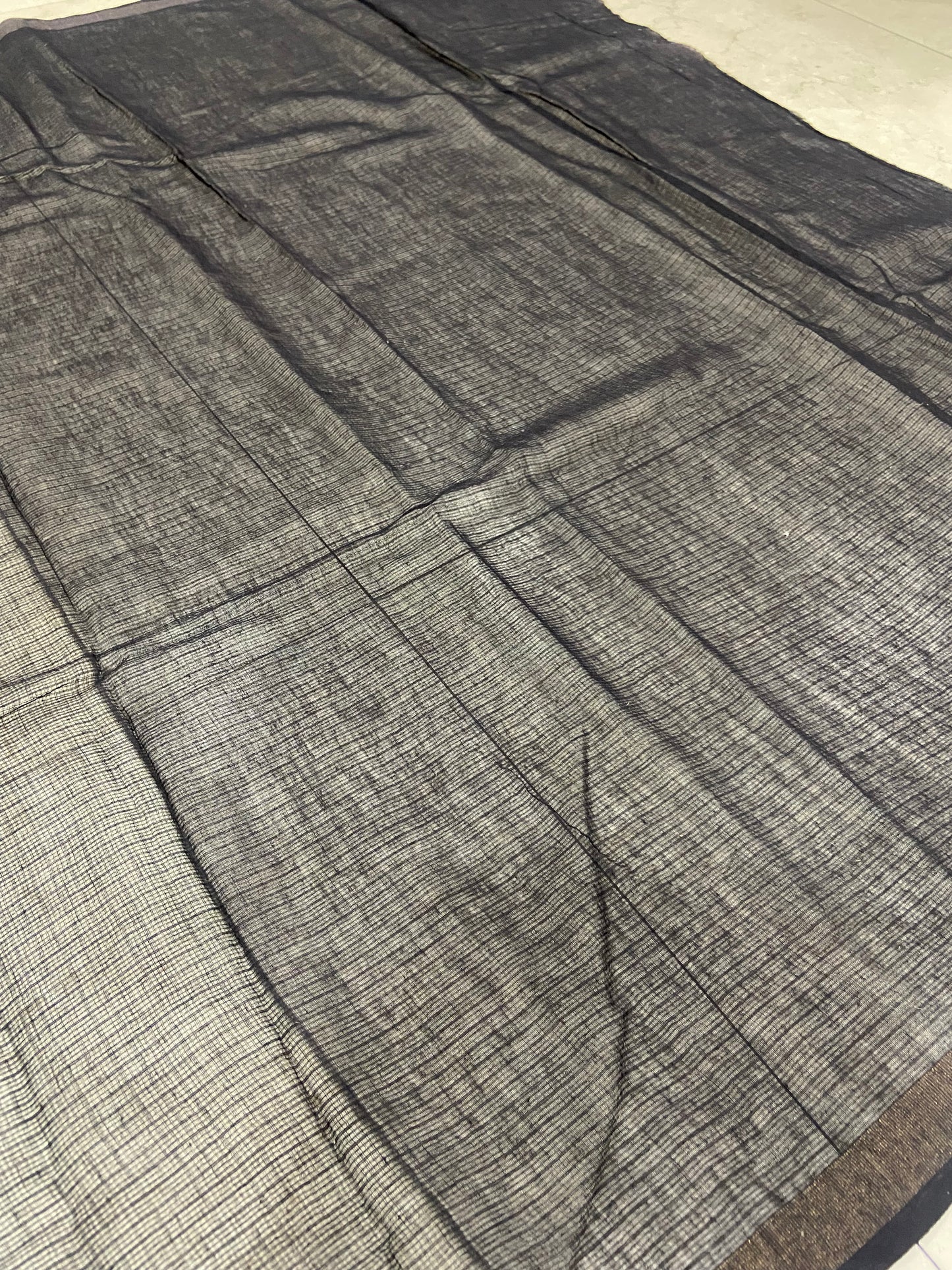 Black and Cream cotton kota doria zari border saree