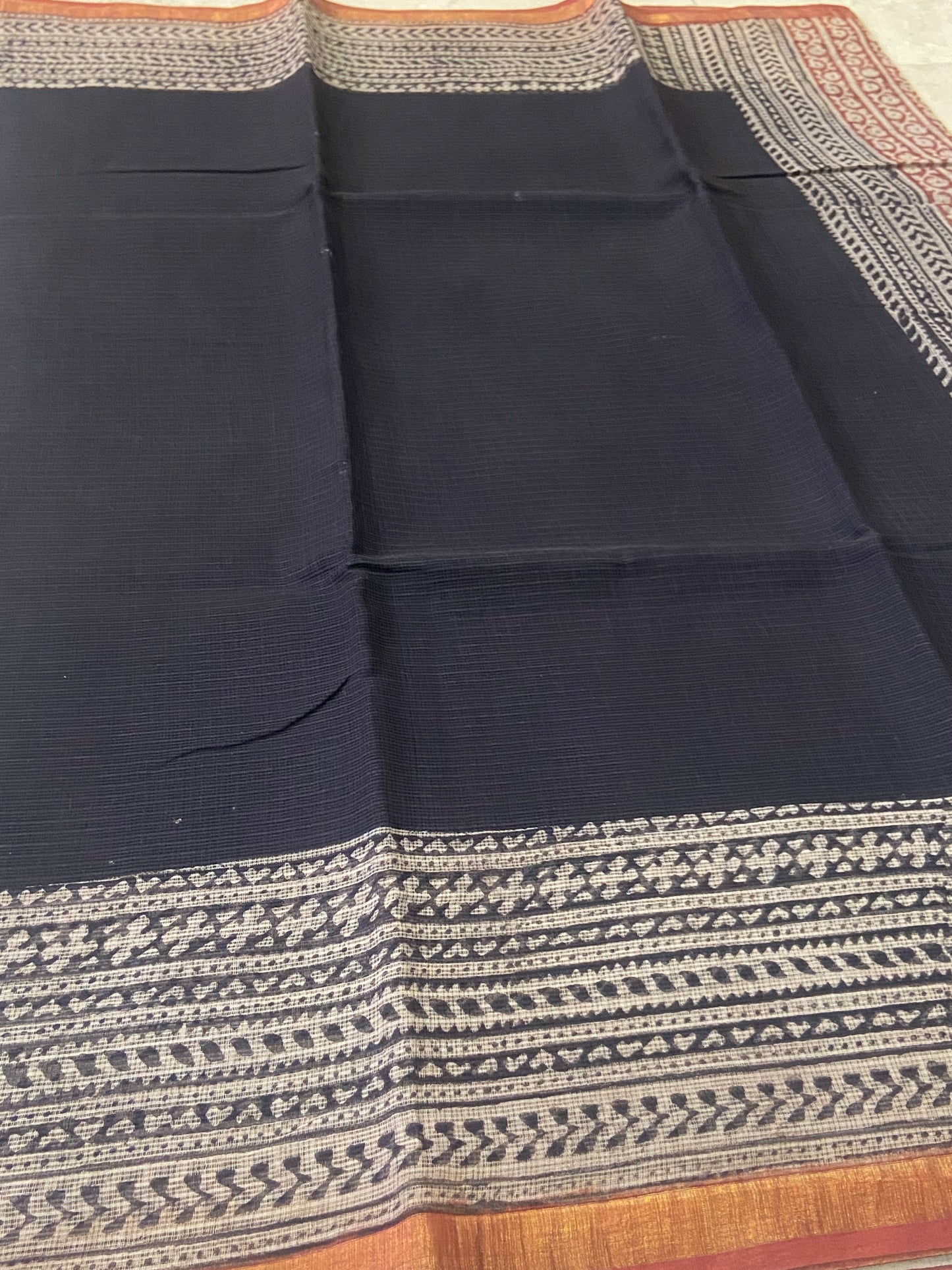 Black cotton kota doria saree