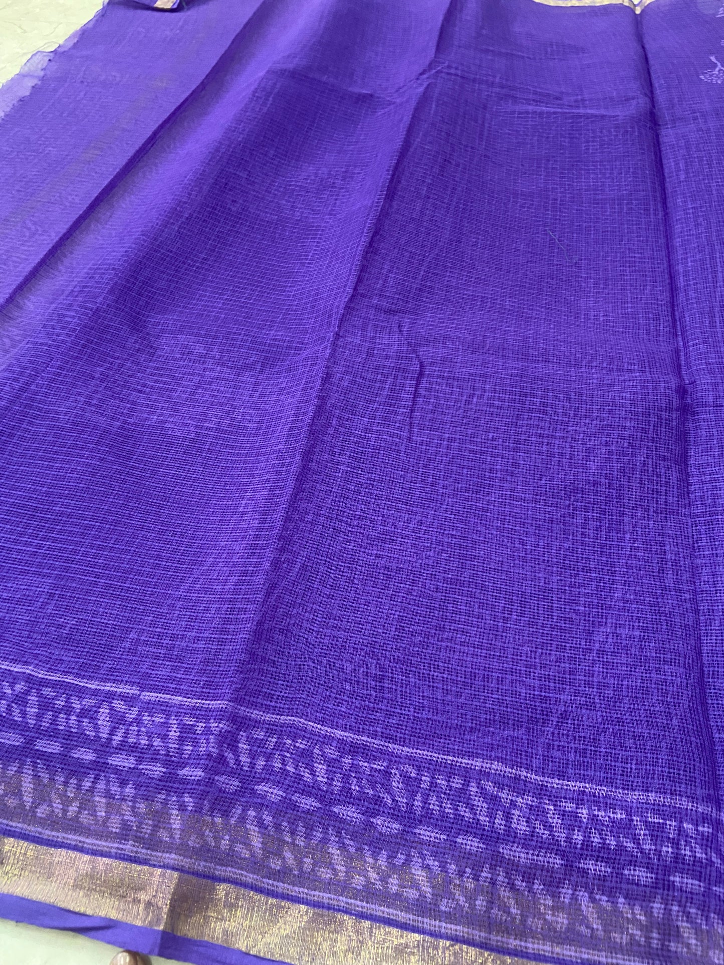 Purple cotton kota doria zari border saree