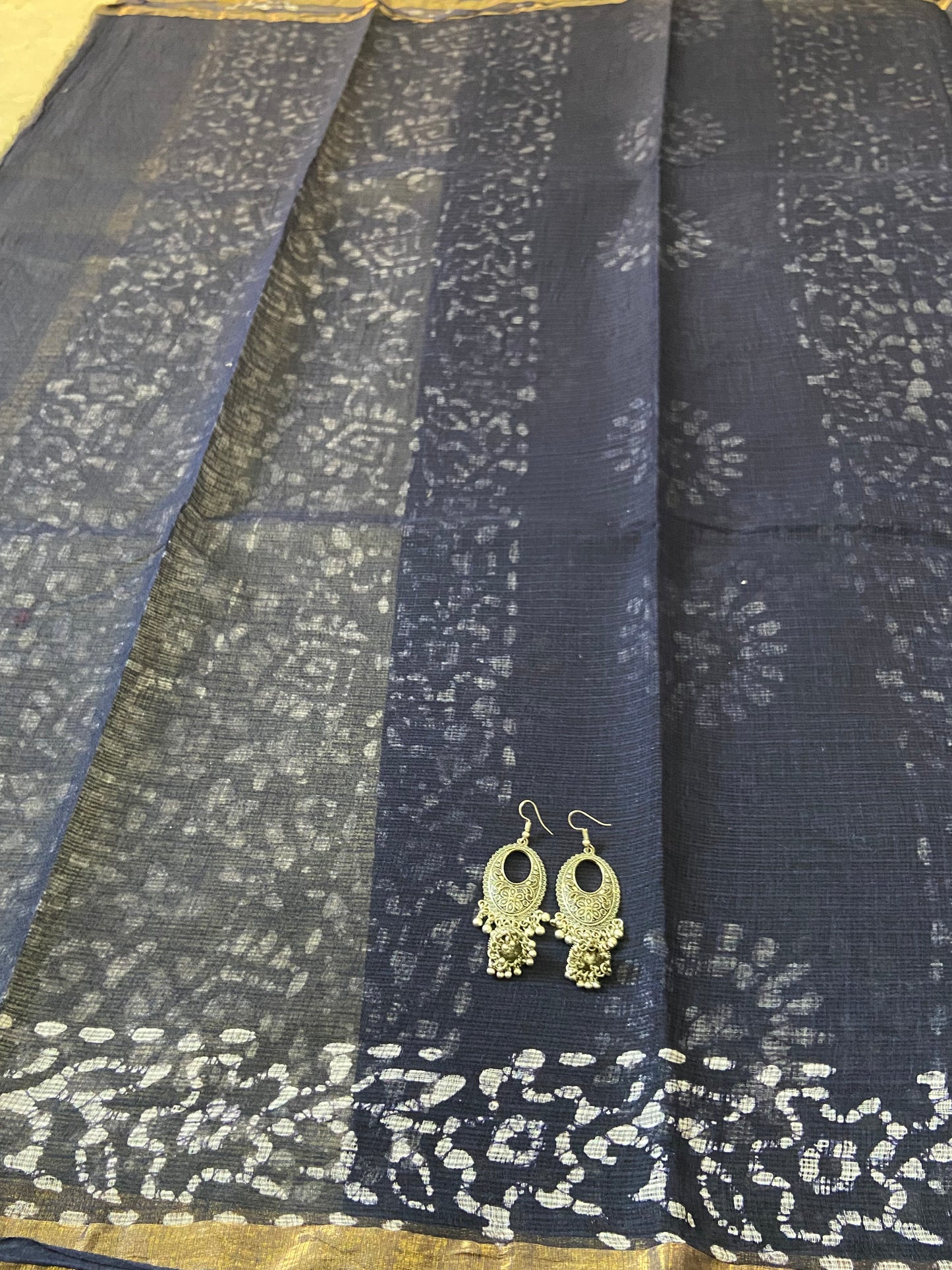 Black cotton kota doria zari border saree