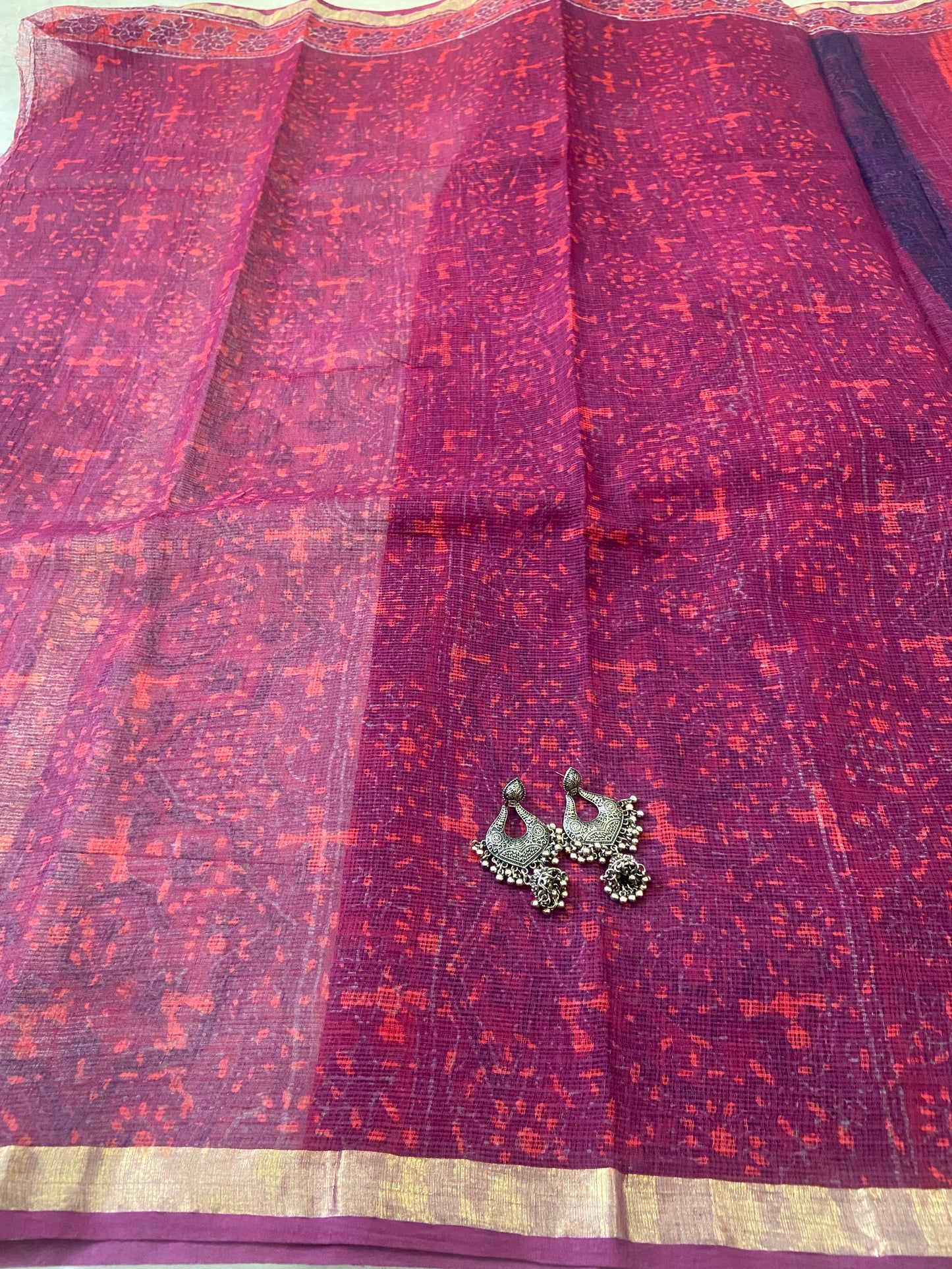 Red cotton kota doria saree