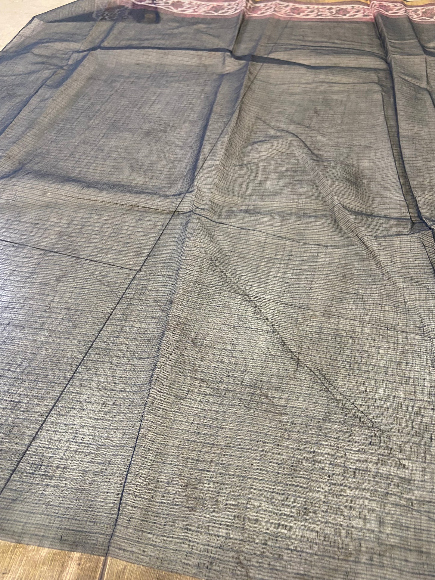 Black cotton kota doria saree