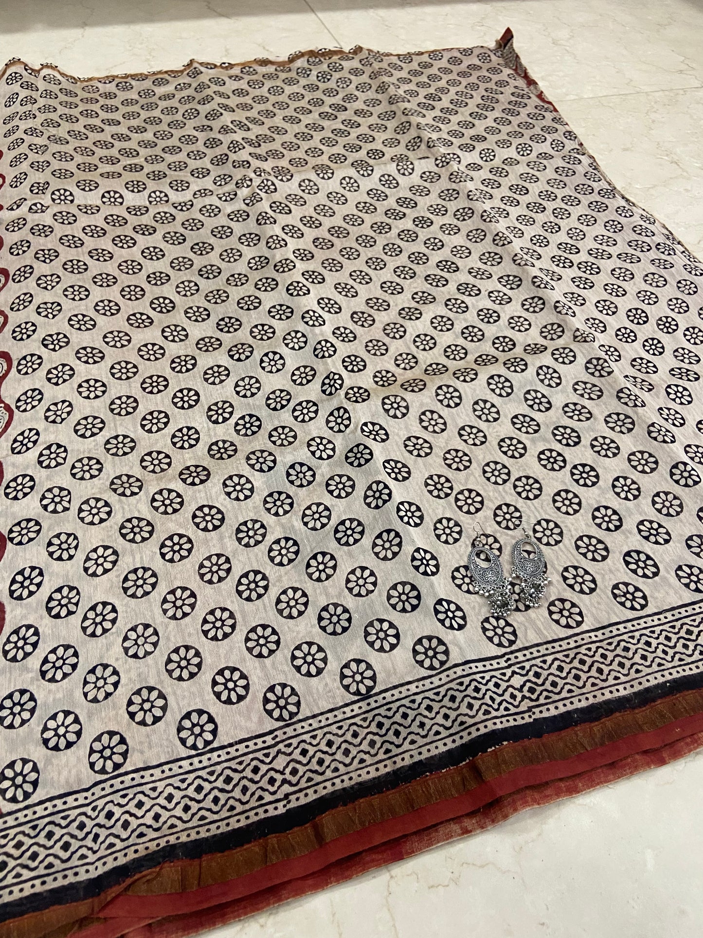 Brown chanderi cotton silk zari border saree