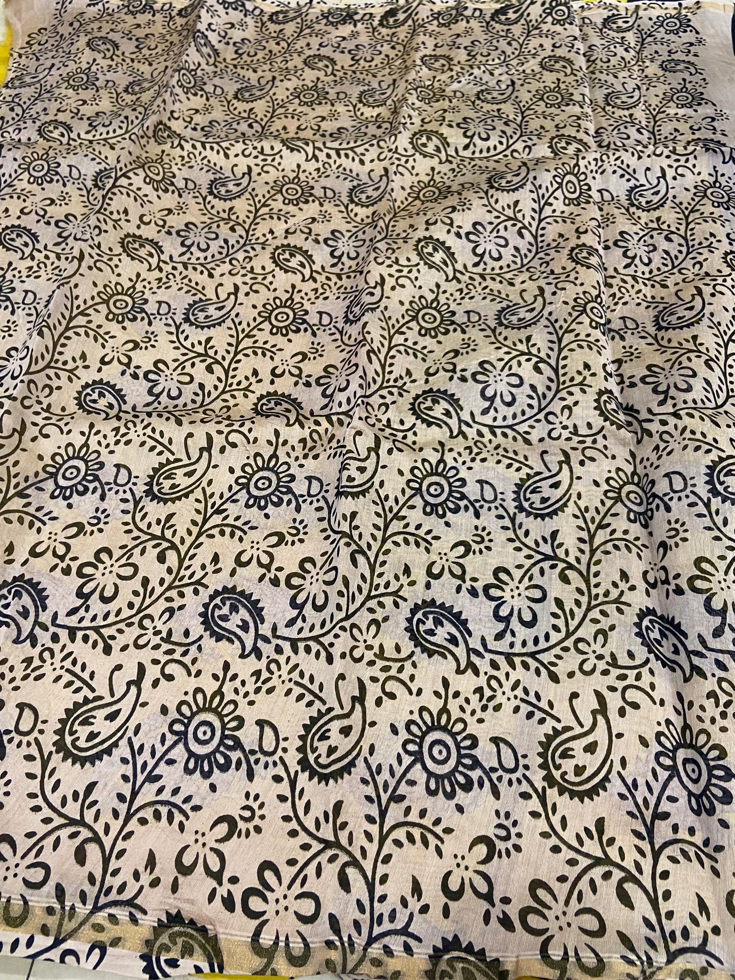 Black and yellow chanderi cotton silk saree