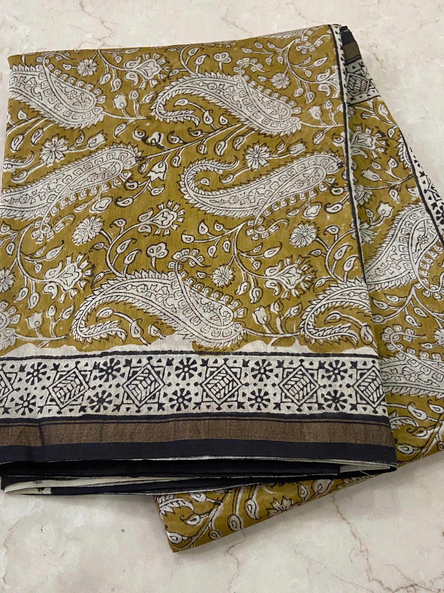 Mehandi green chanderi cotton silk zari border saree