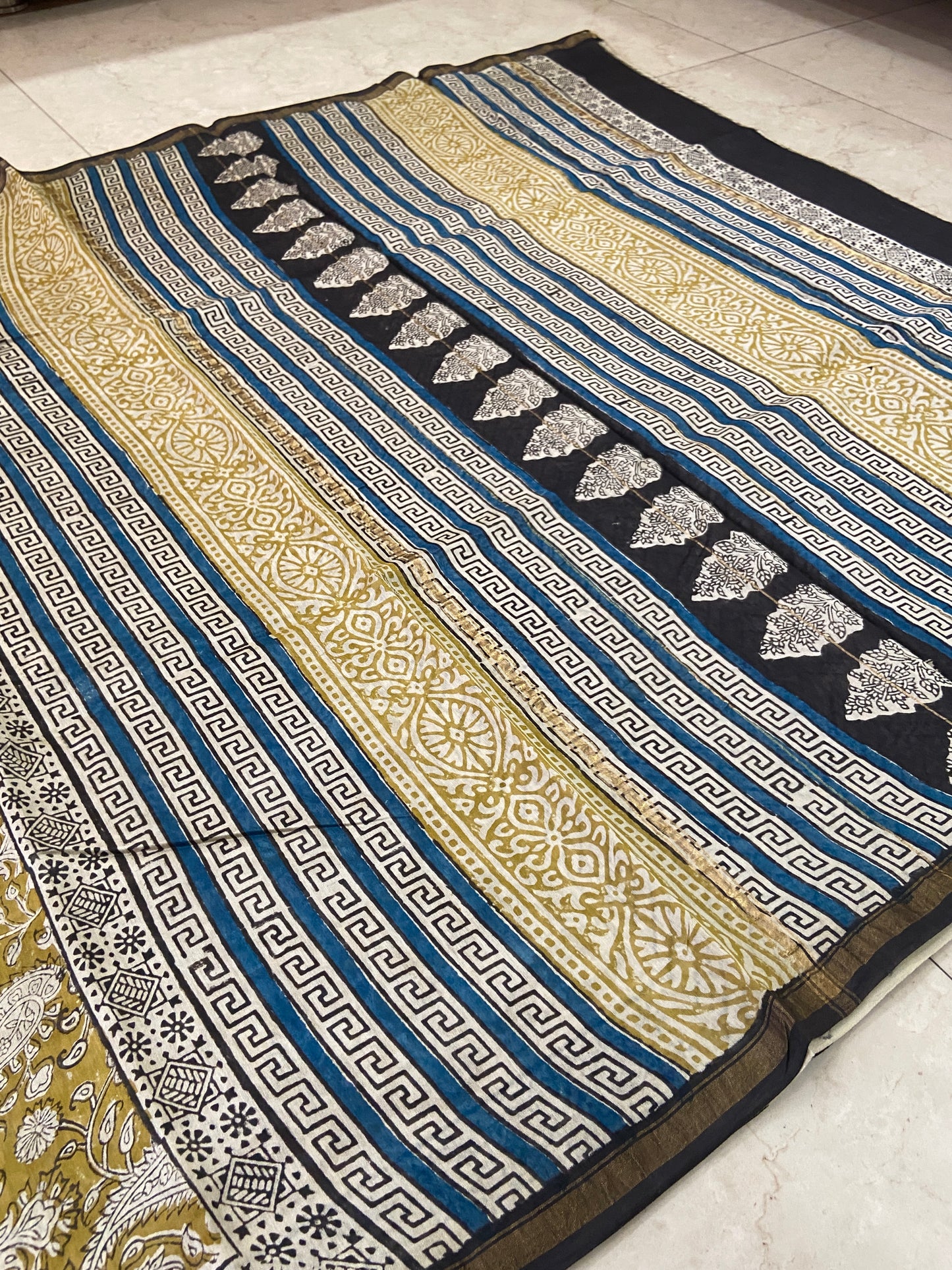 Mehandi green chanderi cotton silk zari border saree