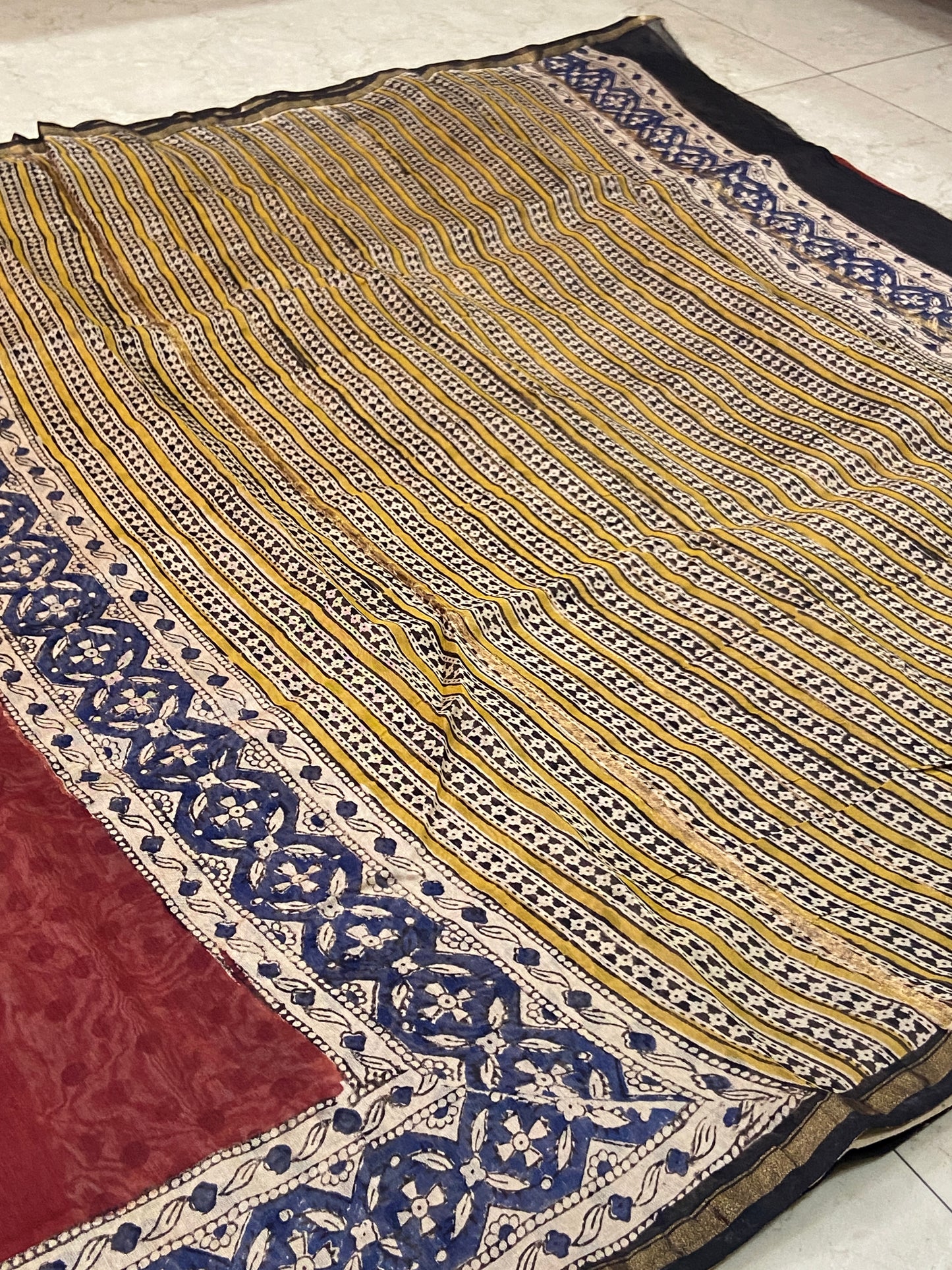 Red chanderi cotton silk zari border saree