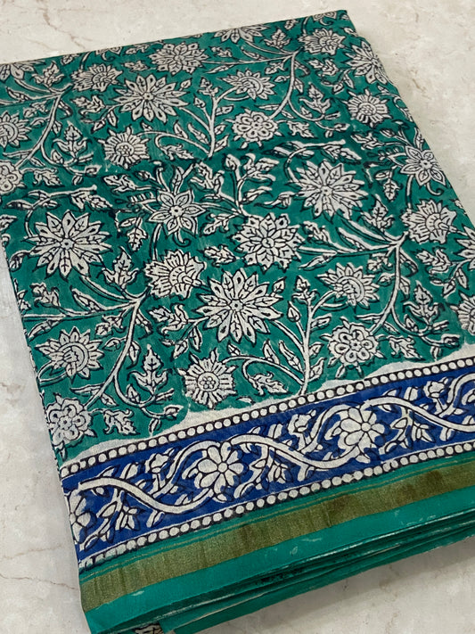 Morpankh green chanderi cotton silk saree