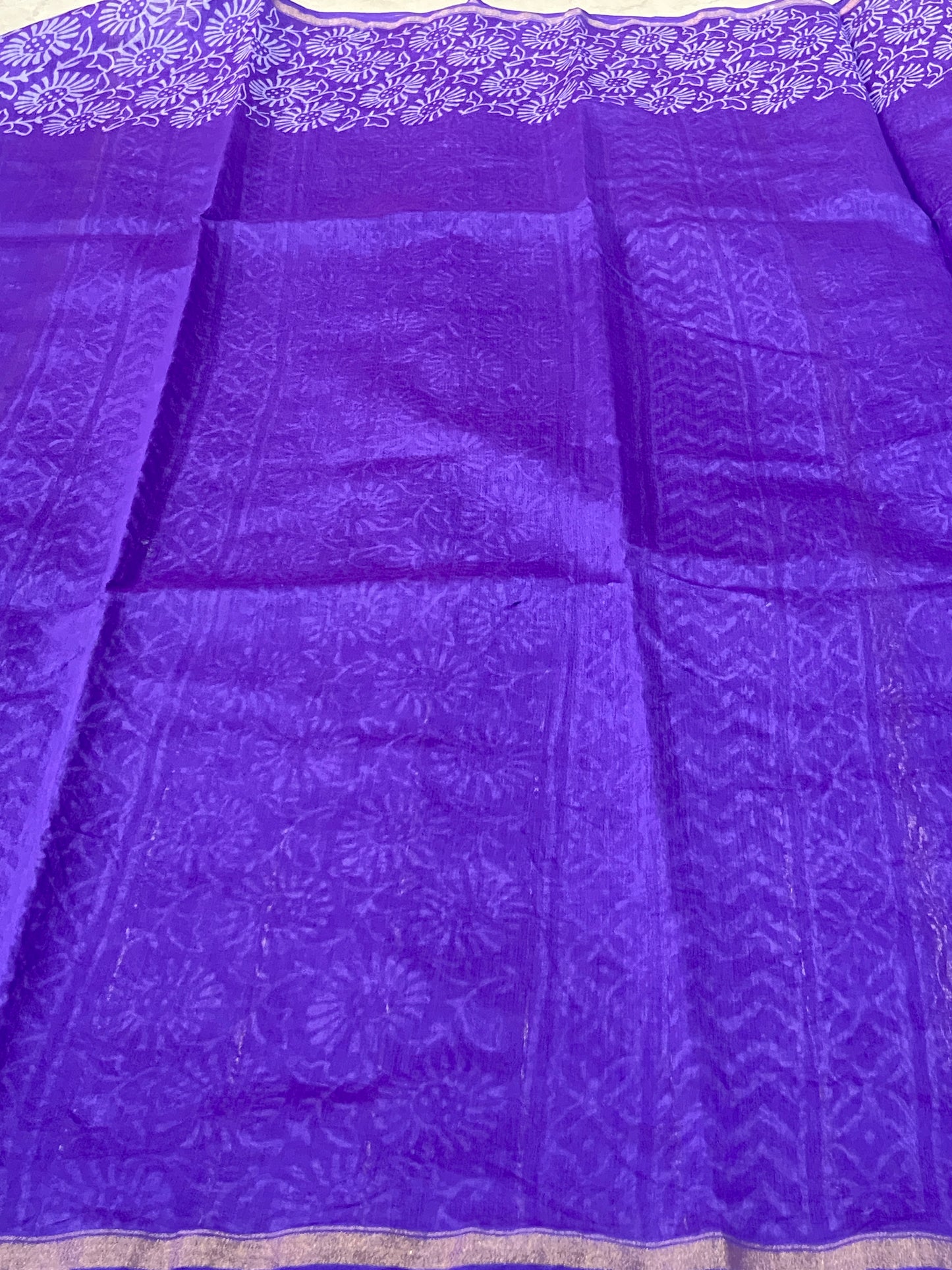 Lavender chanderi cotton silk zari border saree