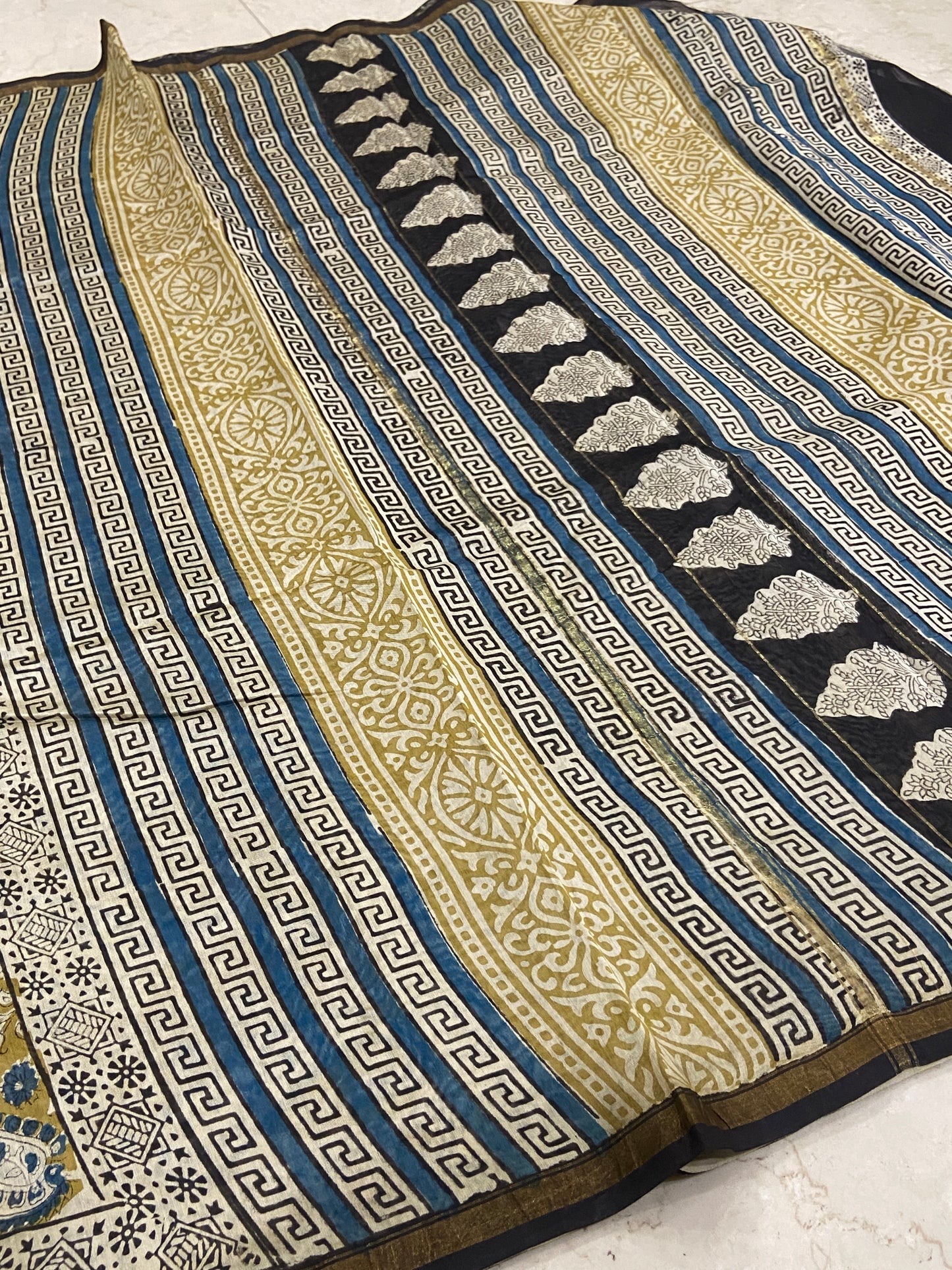Mehendi chanderi cotton silk zari border saree