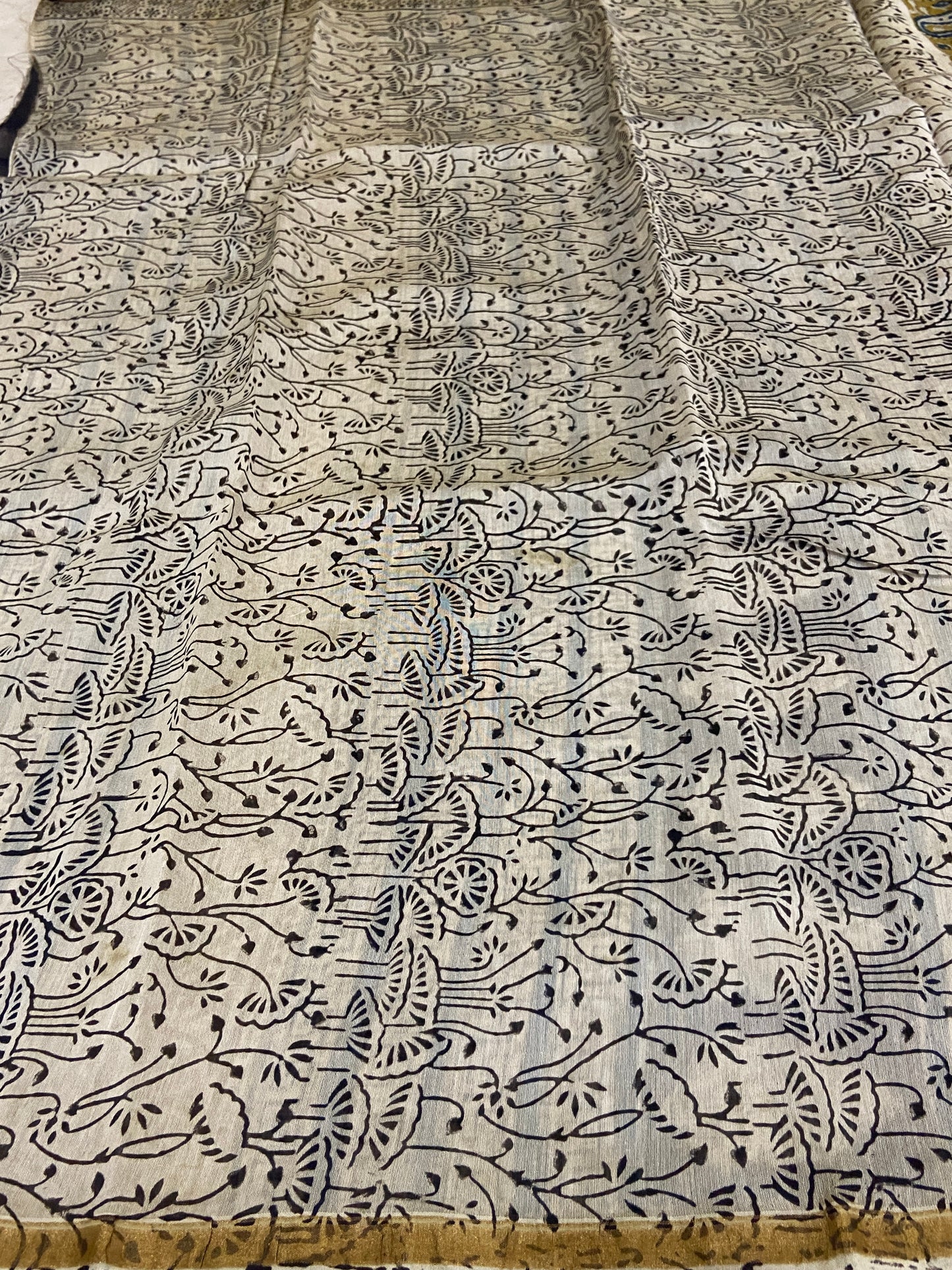 Mehendi chanderi cotton silk zari border saree
