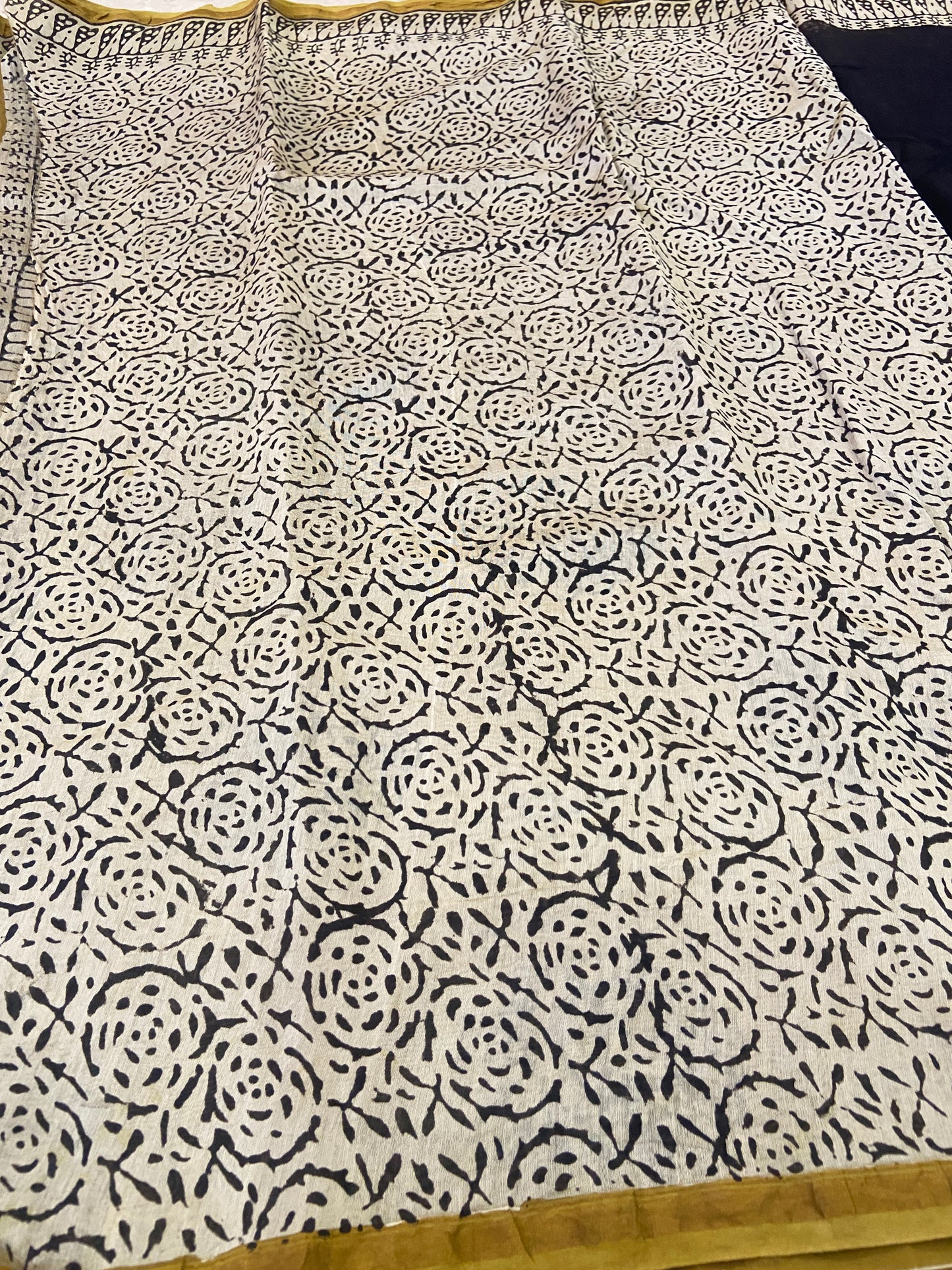 Black peacock pallu buttis chanderi cotton silk saree