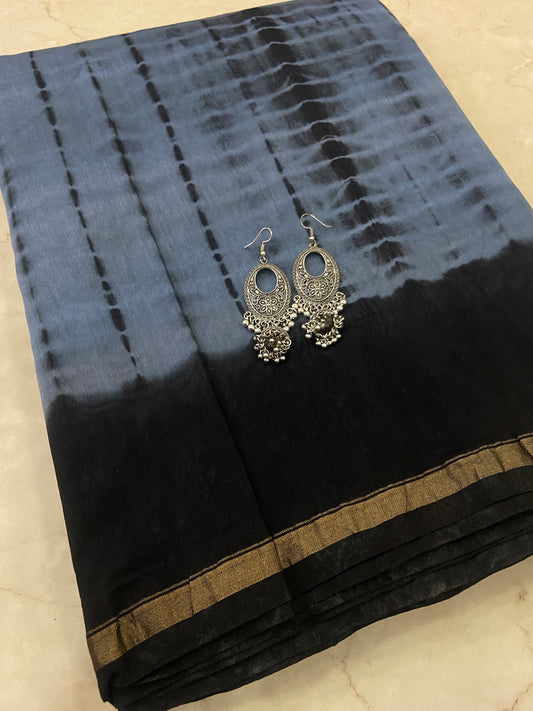 Blue chanderi cotton silk saree