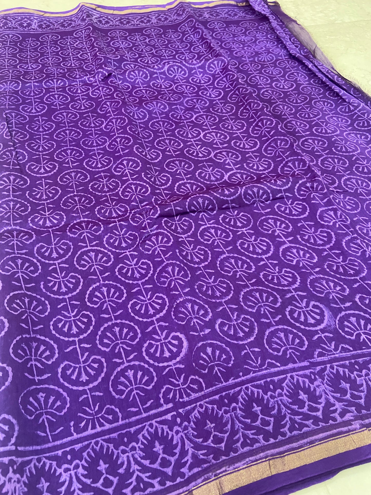 Purple chanderi cotton silk saree