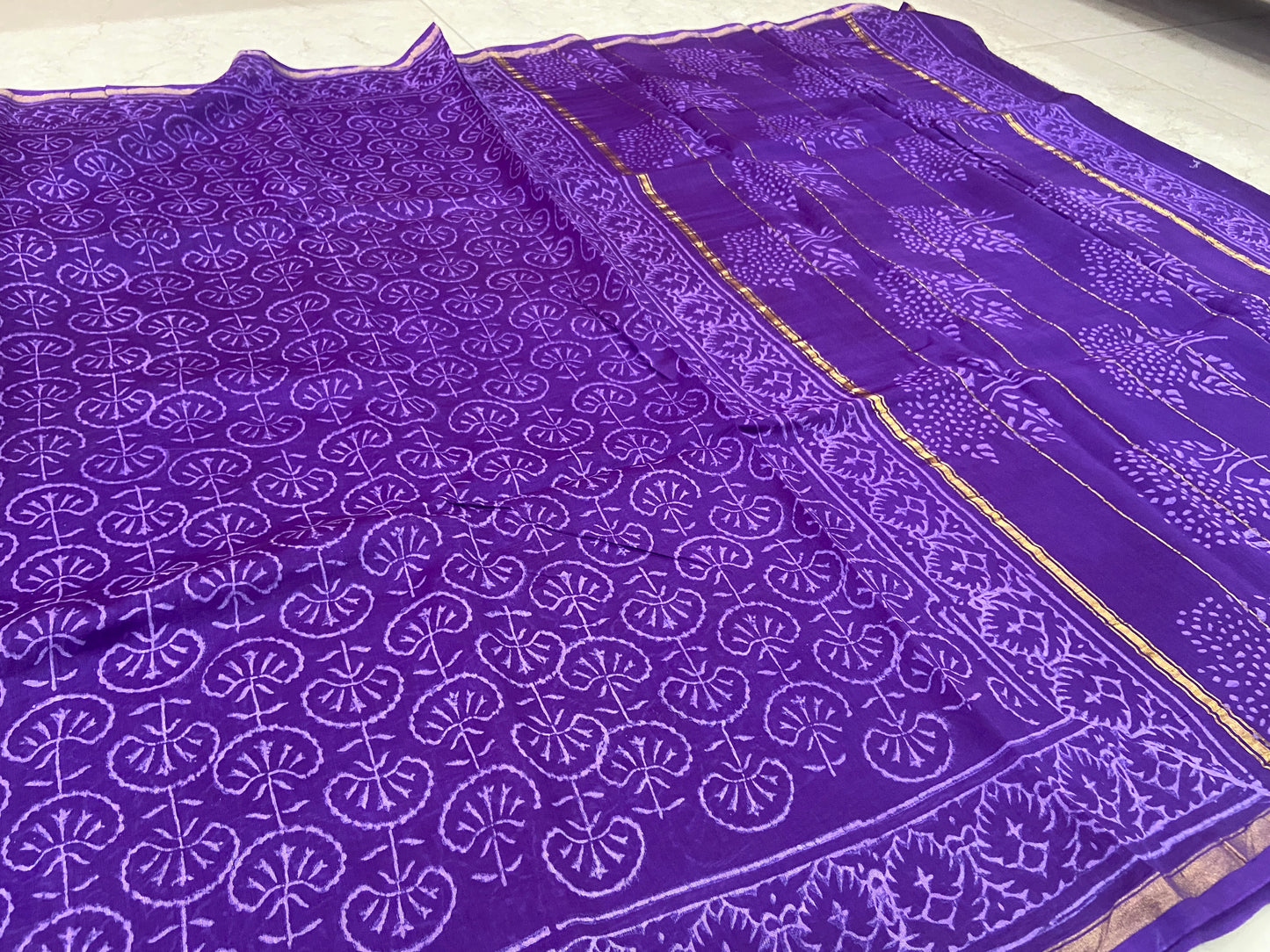 Purple chanderi cotton silk saree
