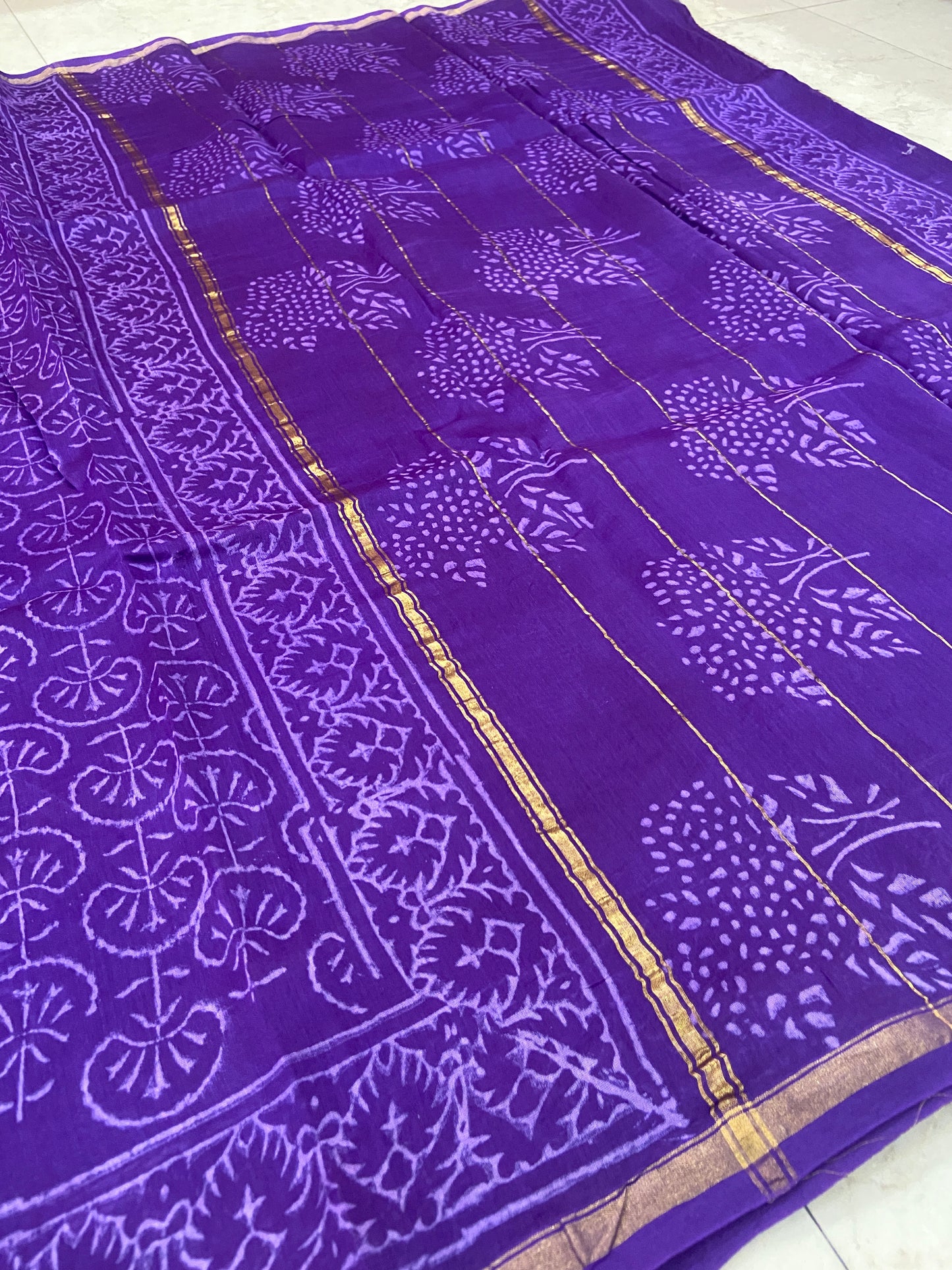 Purple chanderi cotton silk saree