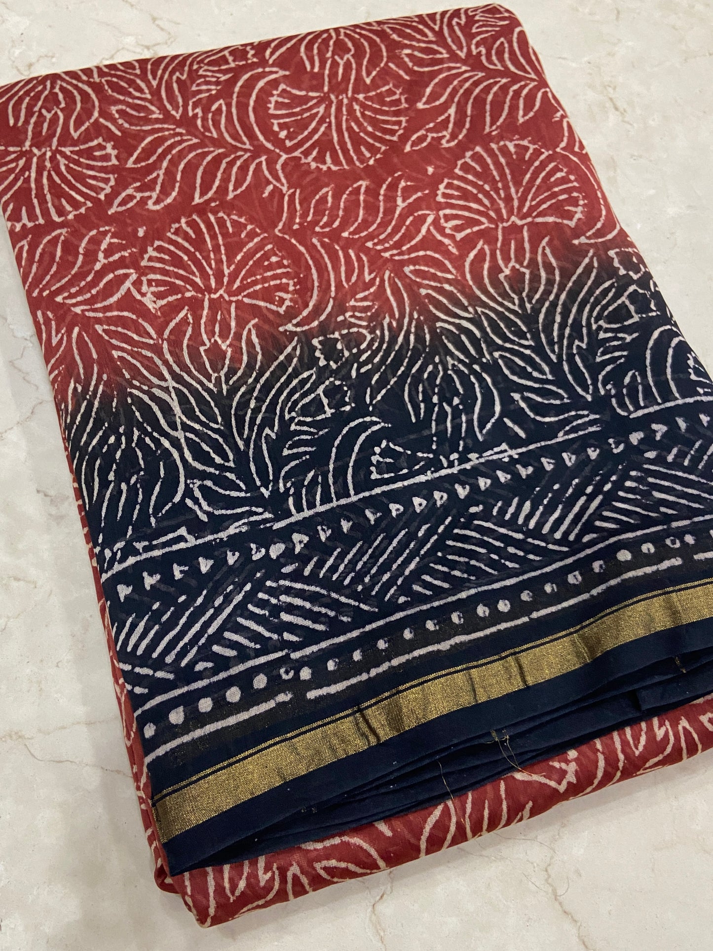 Rusty orange chanderi cotton silk saree