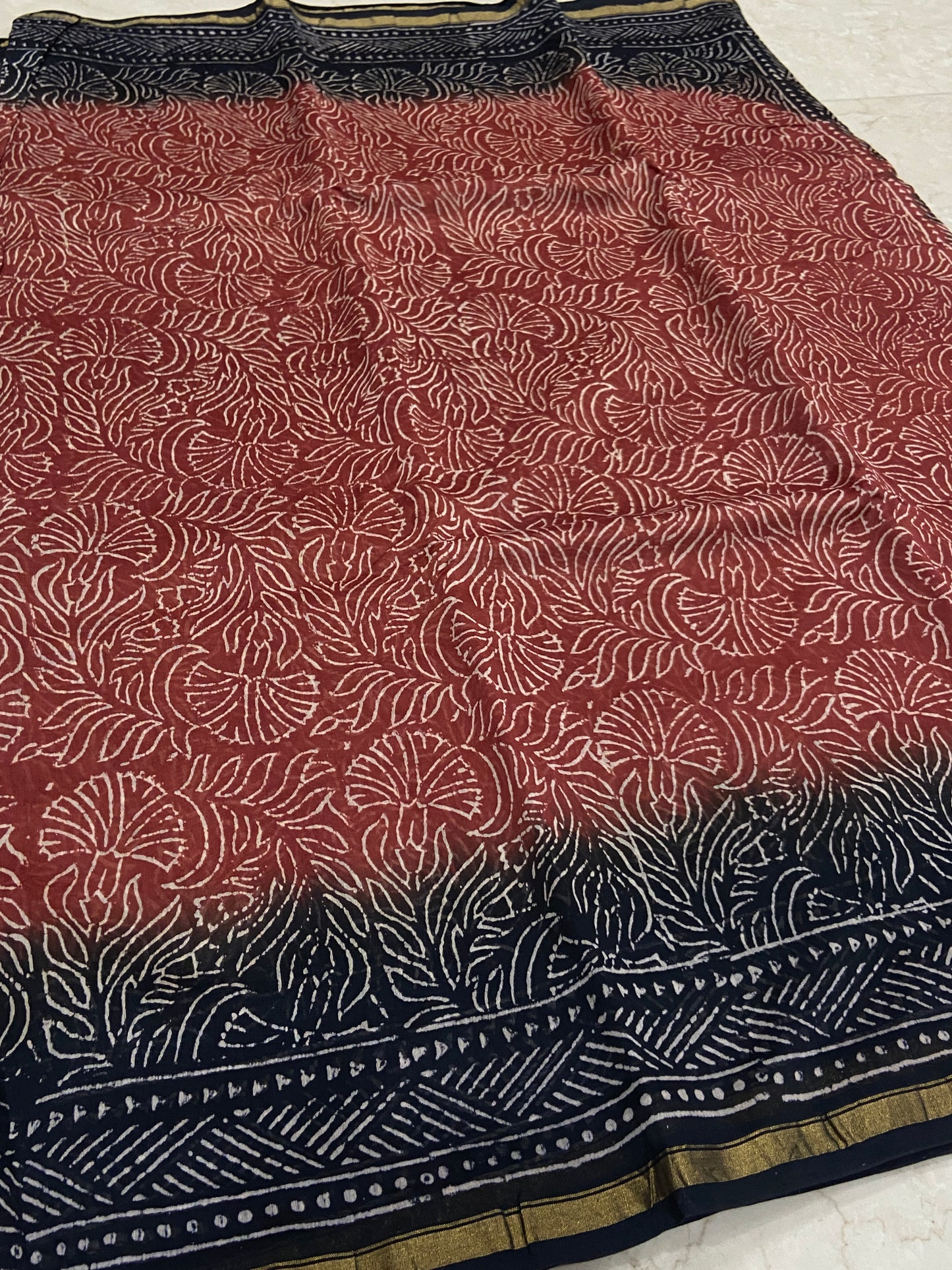 Rusty orange chanderi cotton silk saree