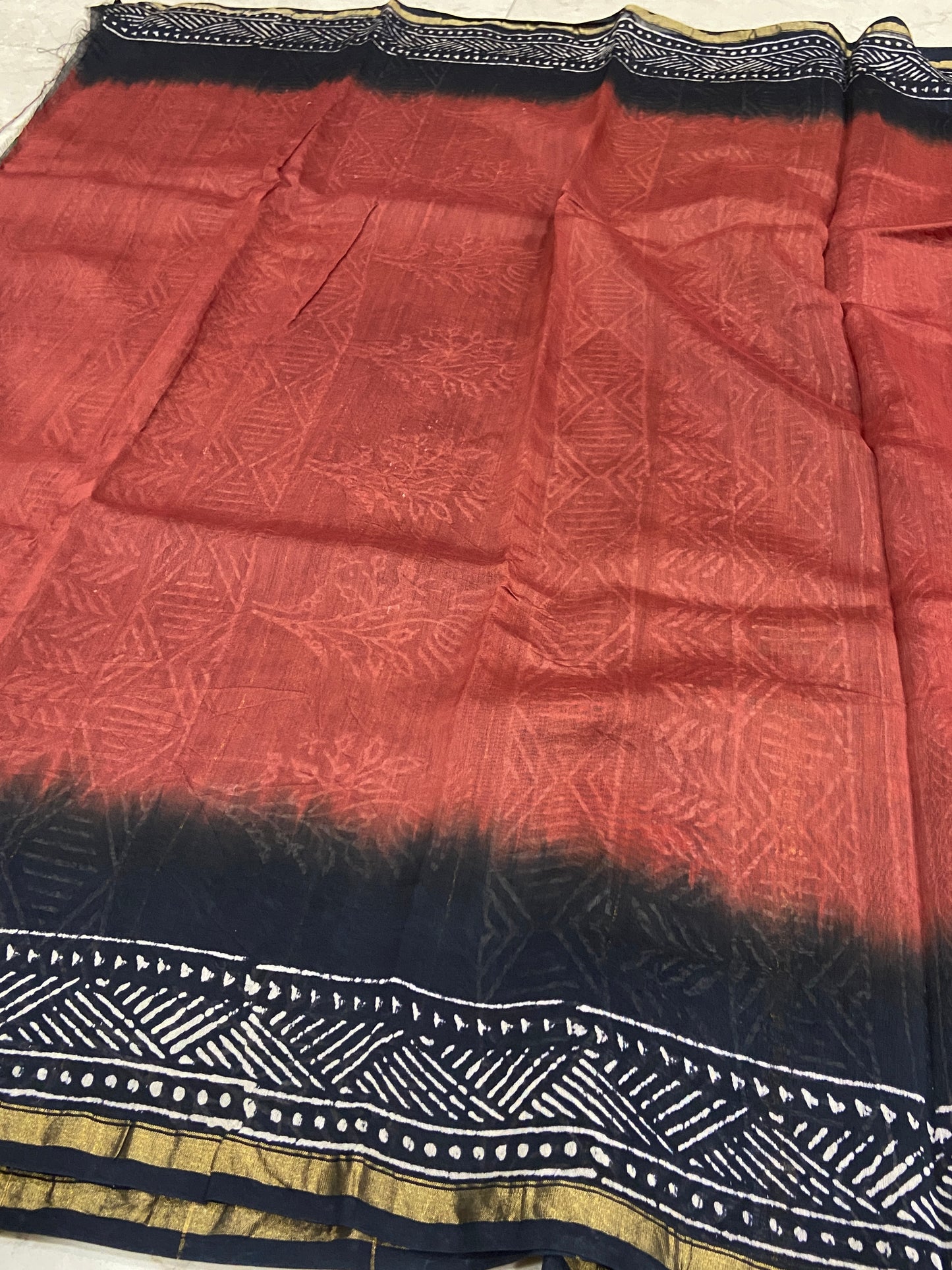 Rusty orange chanderi cotton silk saree