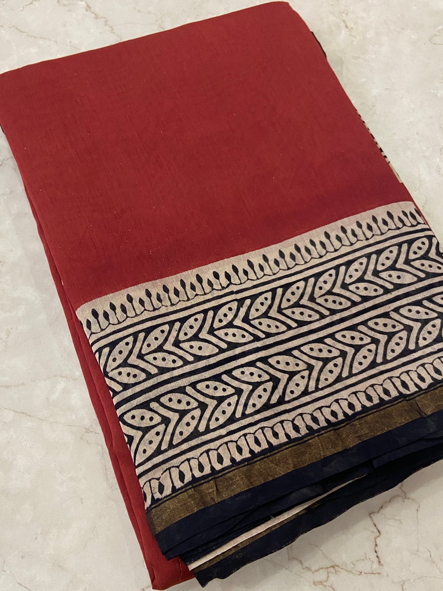 Red and black border chanderi cotton silk saree