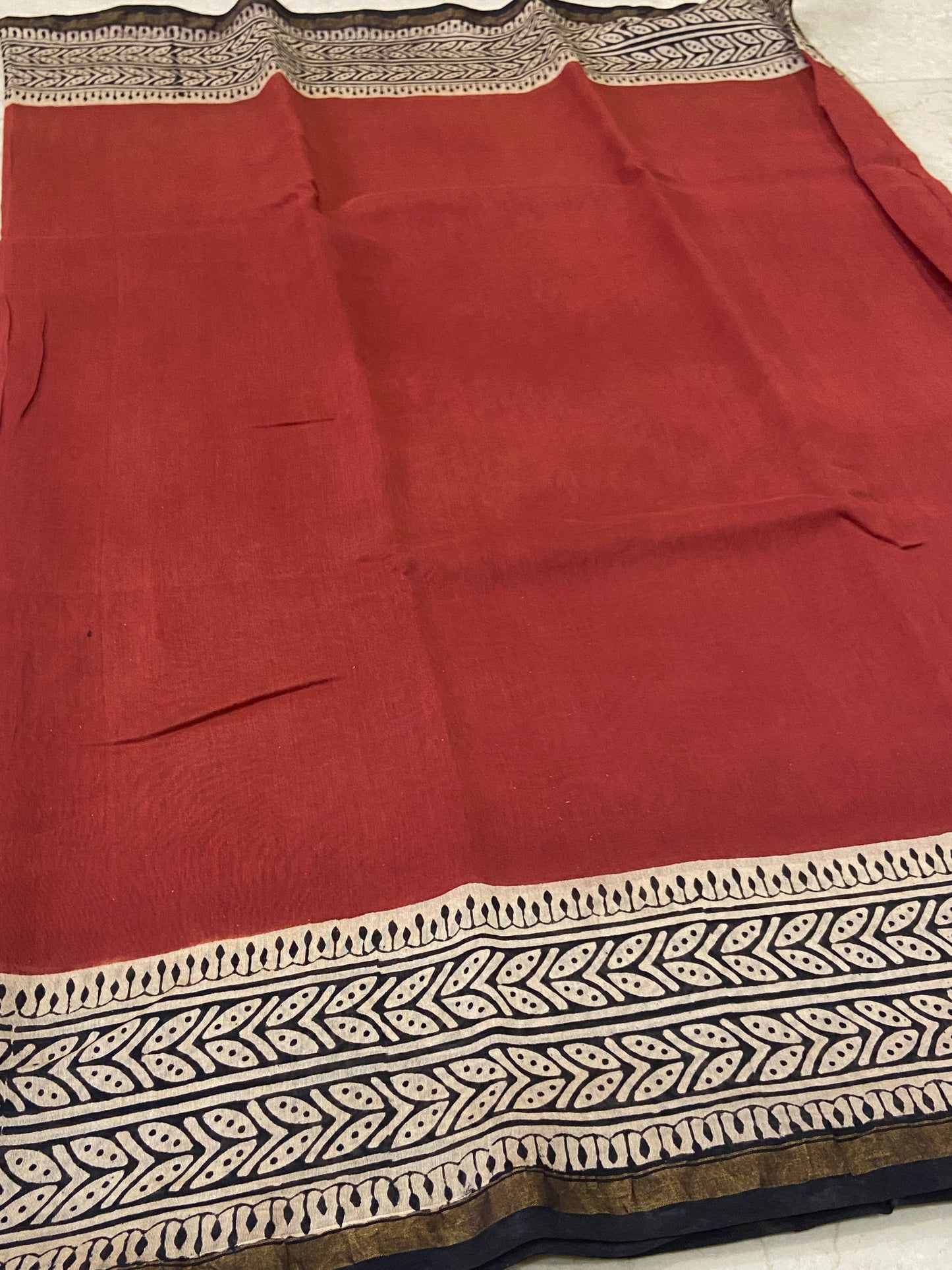 Red and black border chanderi cotton silk saree
