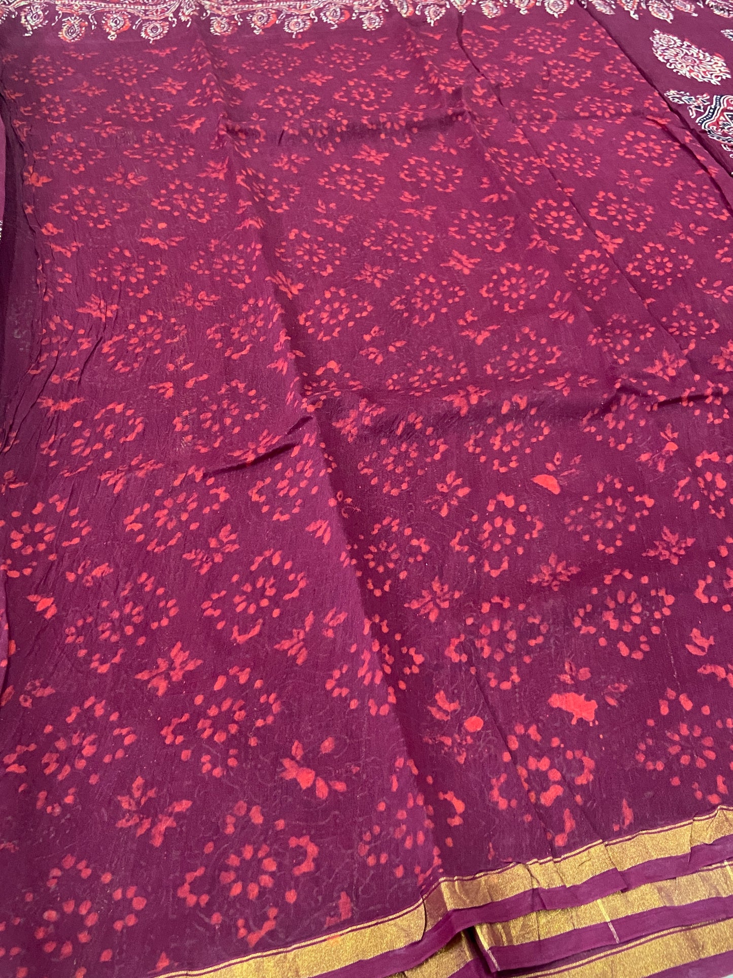 Maroon chanderi cotton silk saree