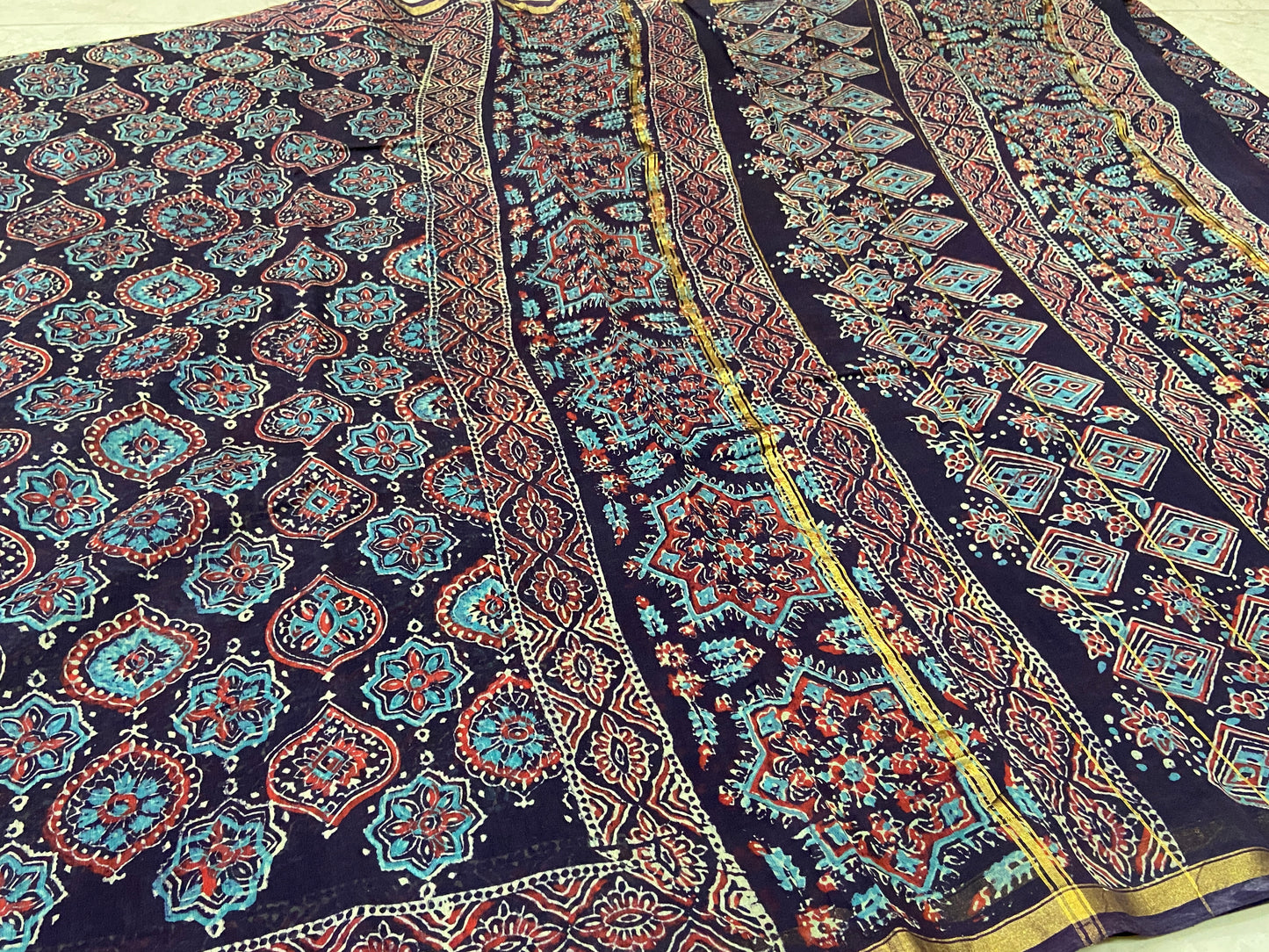 Navy blue chanderi cotton silk saree